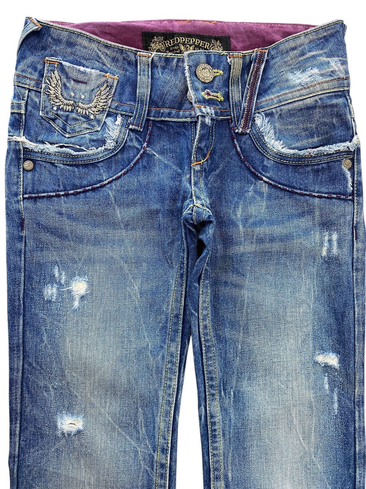 Japanese Brand Red Pepper low-rise flare jeans with angel wings design Size US 29 - 2 Thumbnail