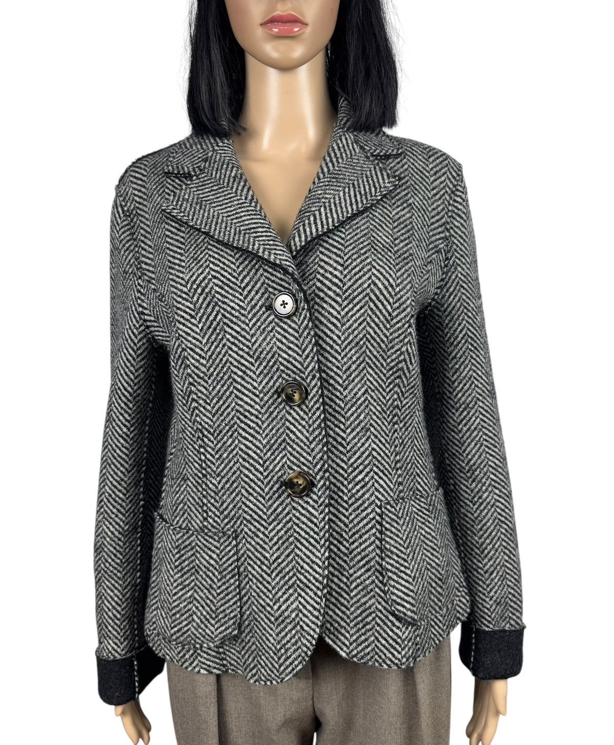 Weekend Max Mara Weekend Max Mara Herringbone Wool Blazer Jacket size US10 Size L / US 10 / IT 46 - 2 Thumbnail