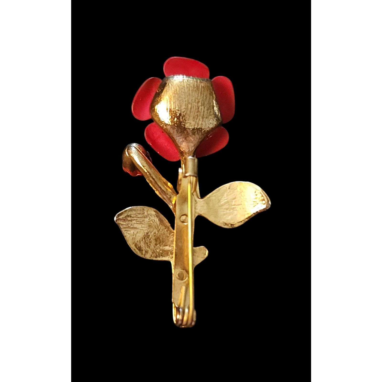 Other Red rose with gold tone stem and leaves brooch from 1960s Size ONE SIZE - 2 Thumbnail