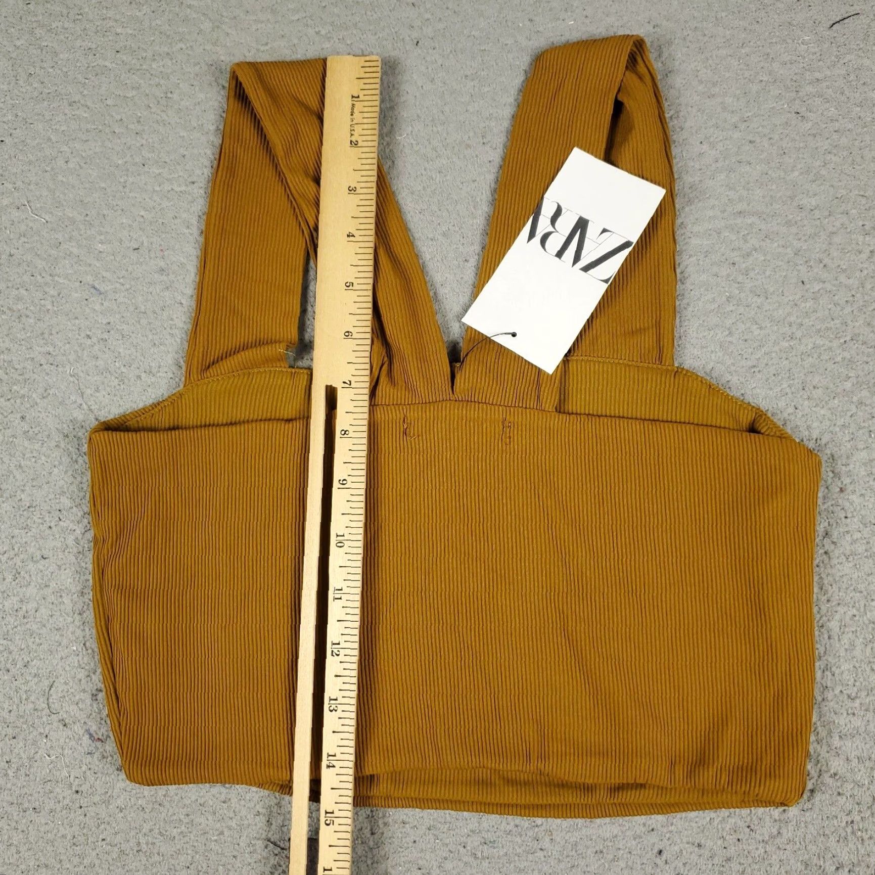 Zara Zara Brown Cropped Tank Top Shirt Womens Size Small Slim Fit Ribbed Pullover Size S / US 4 / IT 40 - 3 Thumbnail