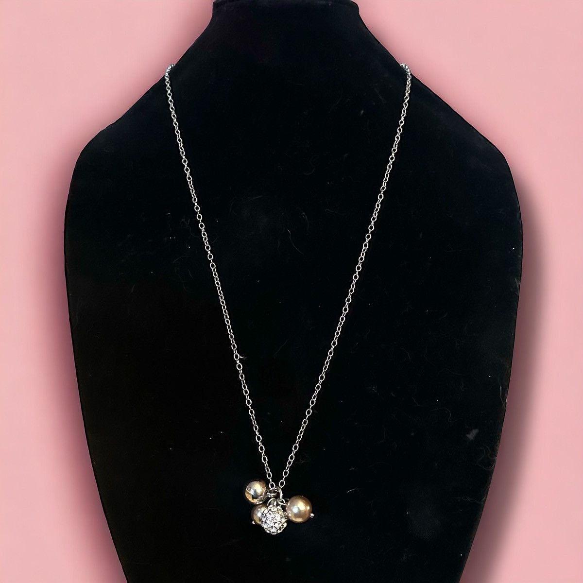 J.Crew J. Crew silver paved crystal ball & beads pendant necklace Size ONE SIZE - 2 Thumbnail