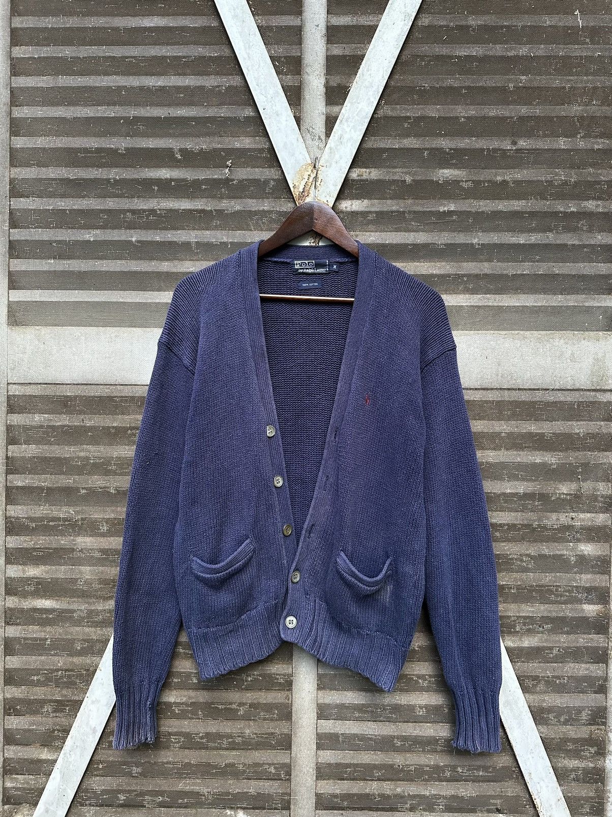 Vintage THRASHED Faded Polo Ralph Laurent Cardigan Size US M / EU 48-50 / 2 - 4 Thumbnail