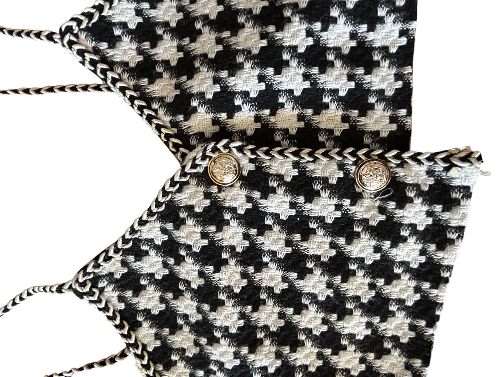 Designer Chic Black & White Houndstooth Crop Top Size XS / US 0-2 / IT 36-38 - 2 Thumbnail
