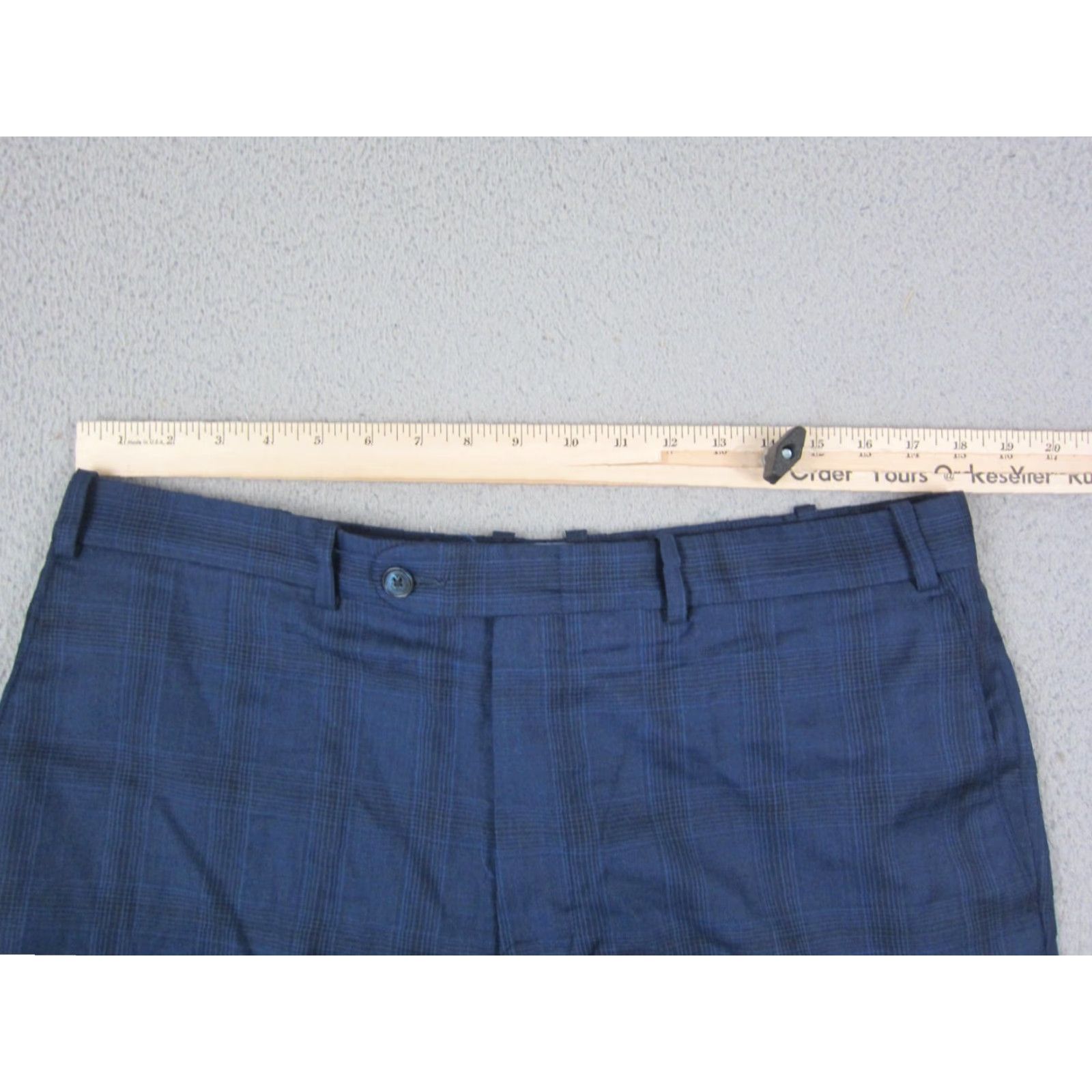 Peter Millar Peter Millar Pants Mens 36x27 Plaid Blue Straight Office Fit Chino Wool Front Flat Front Casual Vintage No Size US 36 / EU 52 - 7 Thumbnail