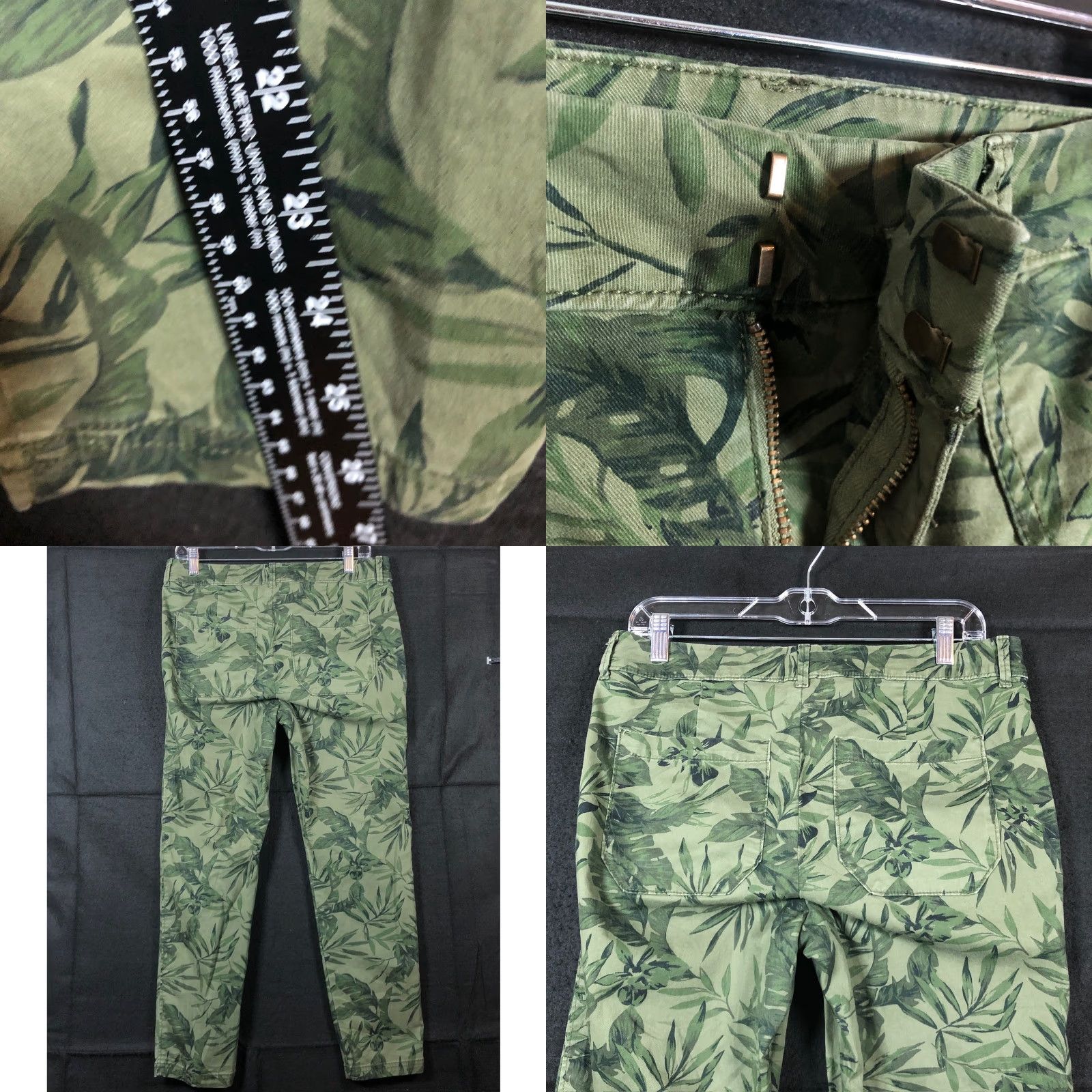 Old Navy Old Navy Womens Pants Green Leaf Print Pixie Cotton Blend Cropped Stretch 10 Size 24" / US 00 / IT 34 - 8 Thumbnail