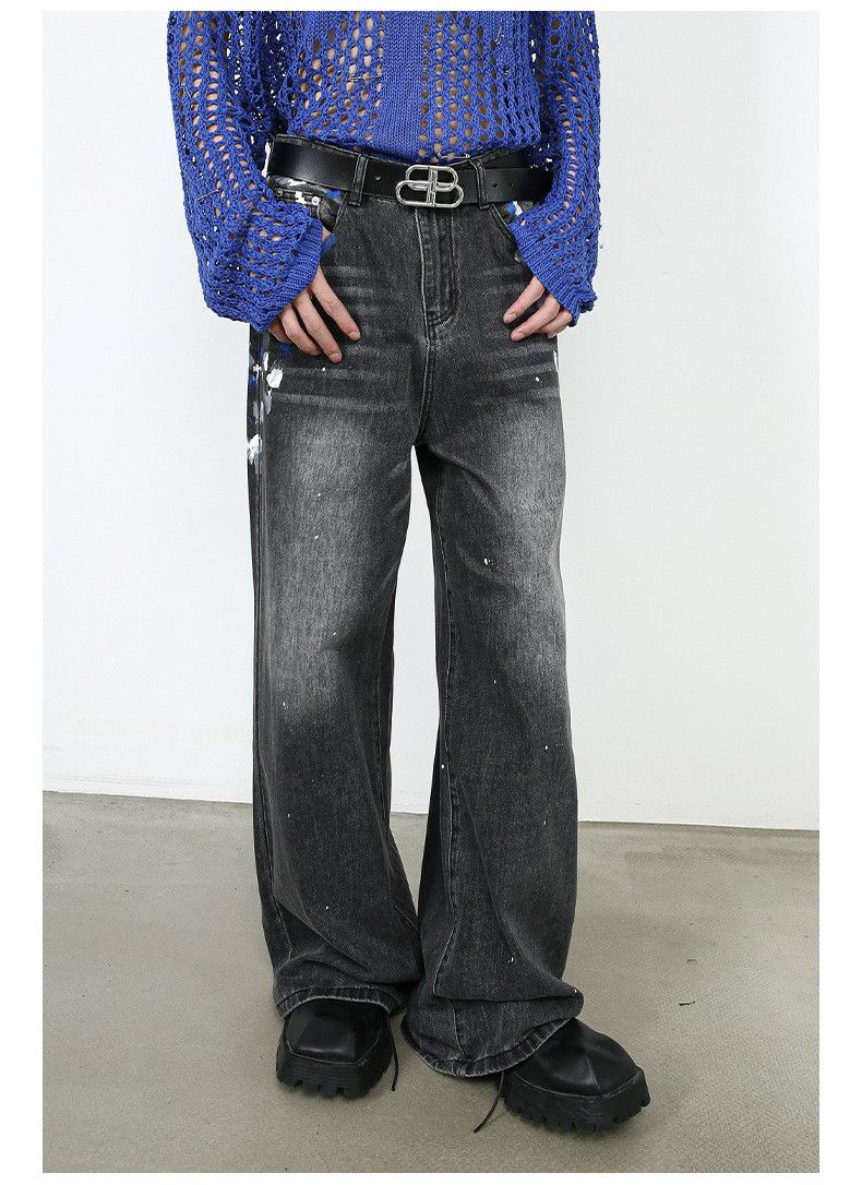Japanese Brand × Jean Men's street retro washed ink-splashed trendy jeans Size US 32 / EU 48 - 3 Thumbnail