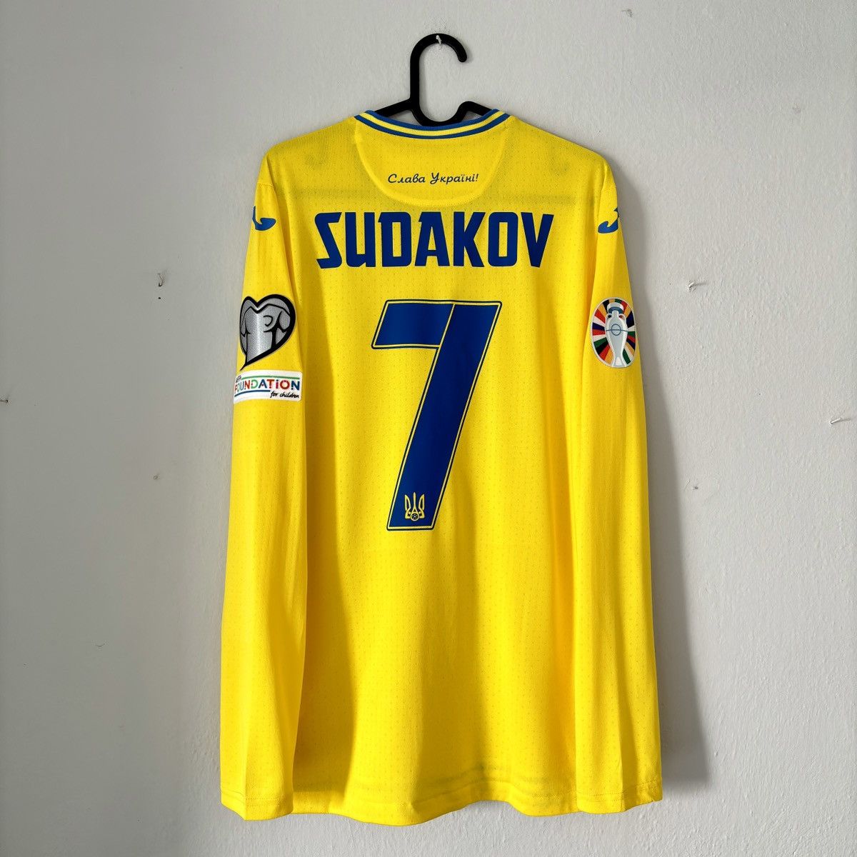 Joma 2023 2024 GAME ISSUE Ukraine National Sudakov Soccer Jersey Size US M / EU 48-50 / 2 - 10 Thumbnail