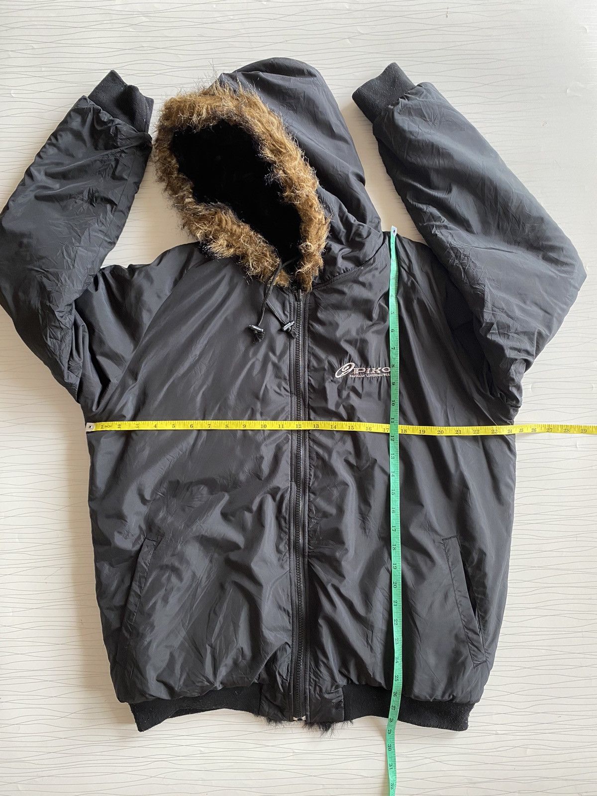Japanese Brand Vintage 90s Piko Hawaii Fur Zipper Hooded Reversible Jacket Size US L / EU 52-54 / 3 - 21 Thumbnail