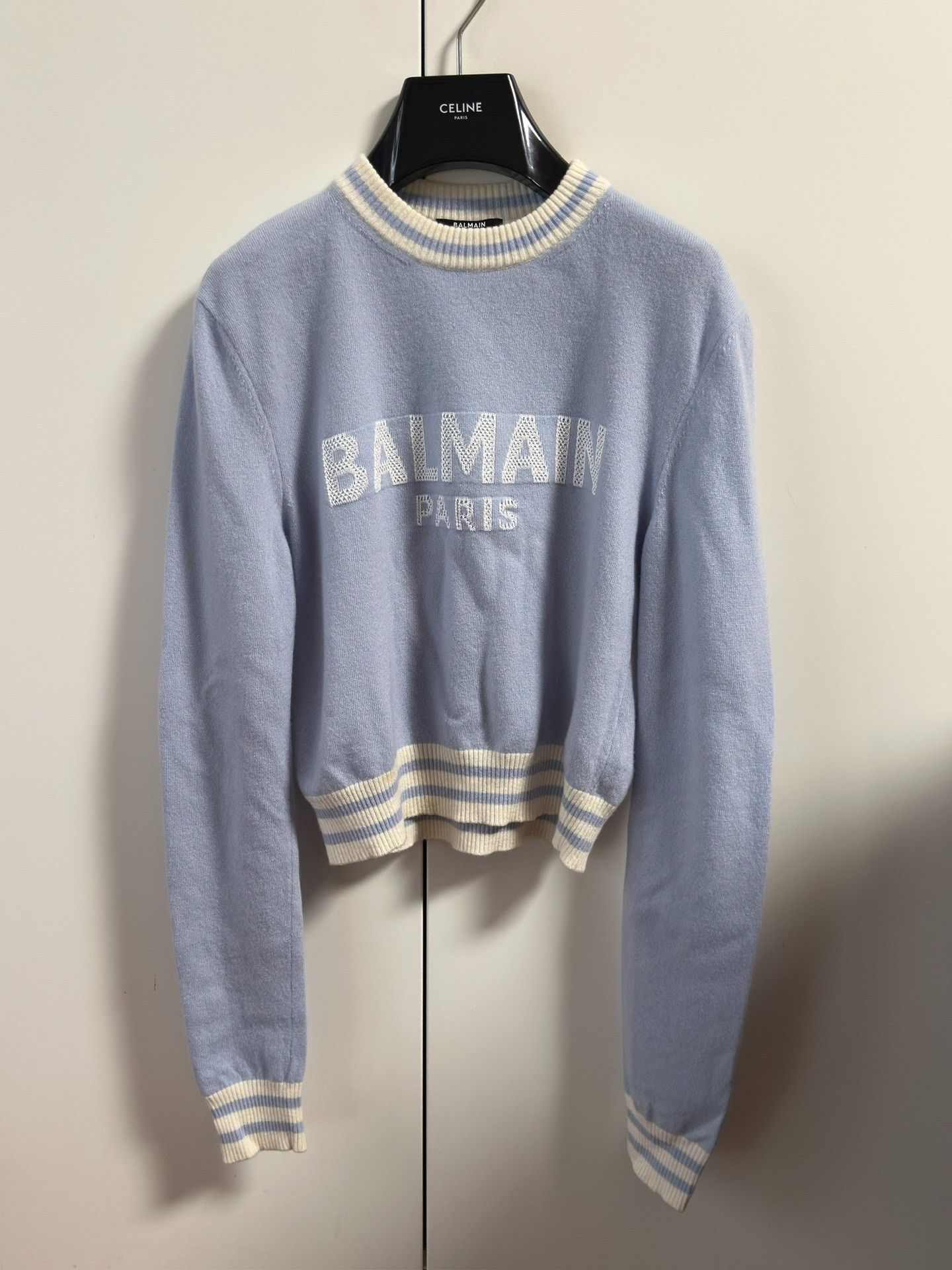 Balmain Balmain Women's Light Blue Logo Sweater Size XS / US 0-2 / IT 36-38 - 1 Thumbnail