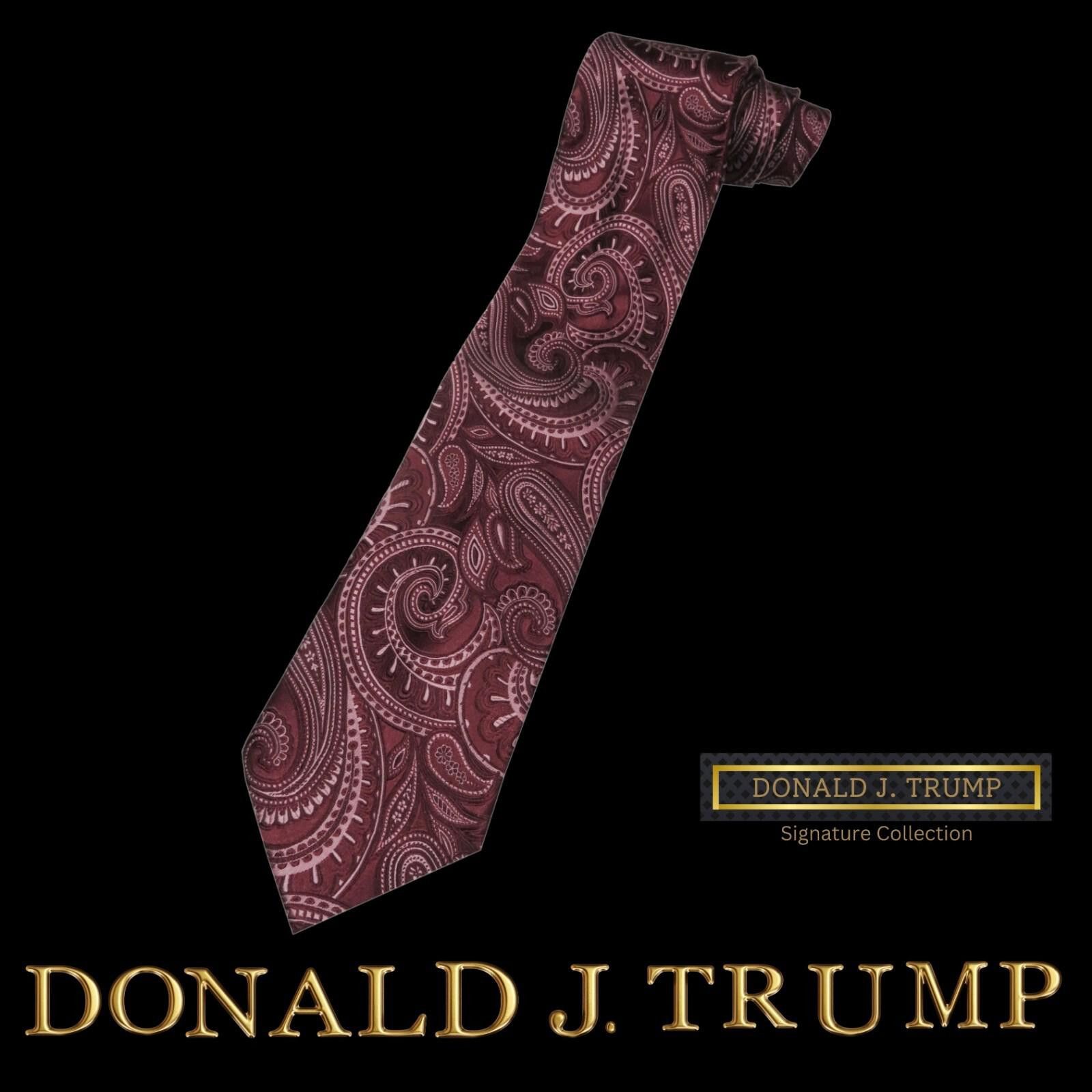 Designer Donald J. Trump Necktie Tie Burgundy Paisley NEW Gift Box Size ONE SIZE - 1 Thumbnail