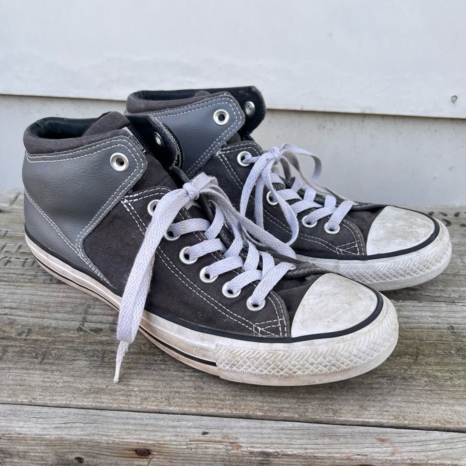 Converse Converse Chuck Taylor High Street Leather Sneakers Gray Grailed