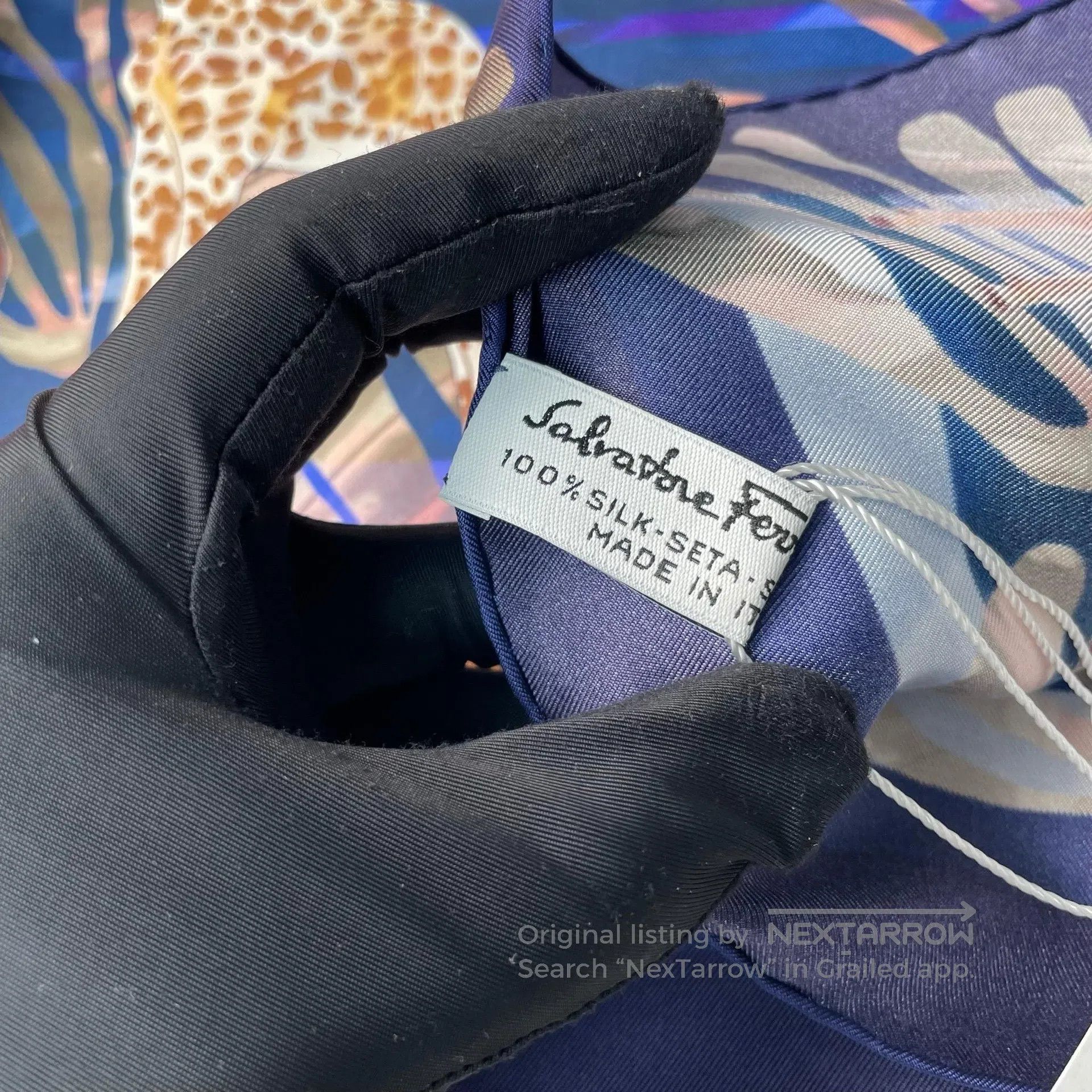 Fendi FENDI Dark Blue Colorful Zoo Series Silk Scarf| Size ONE SIZE - 8 Thumbnail