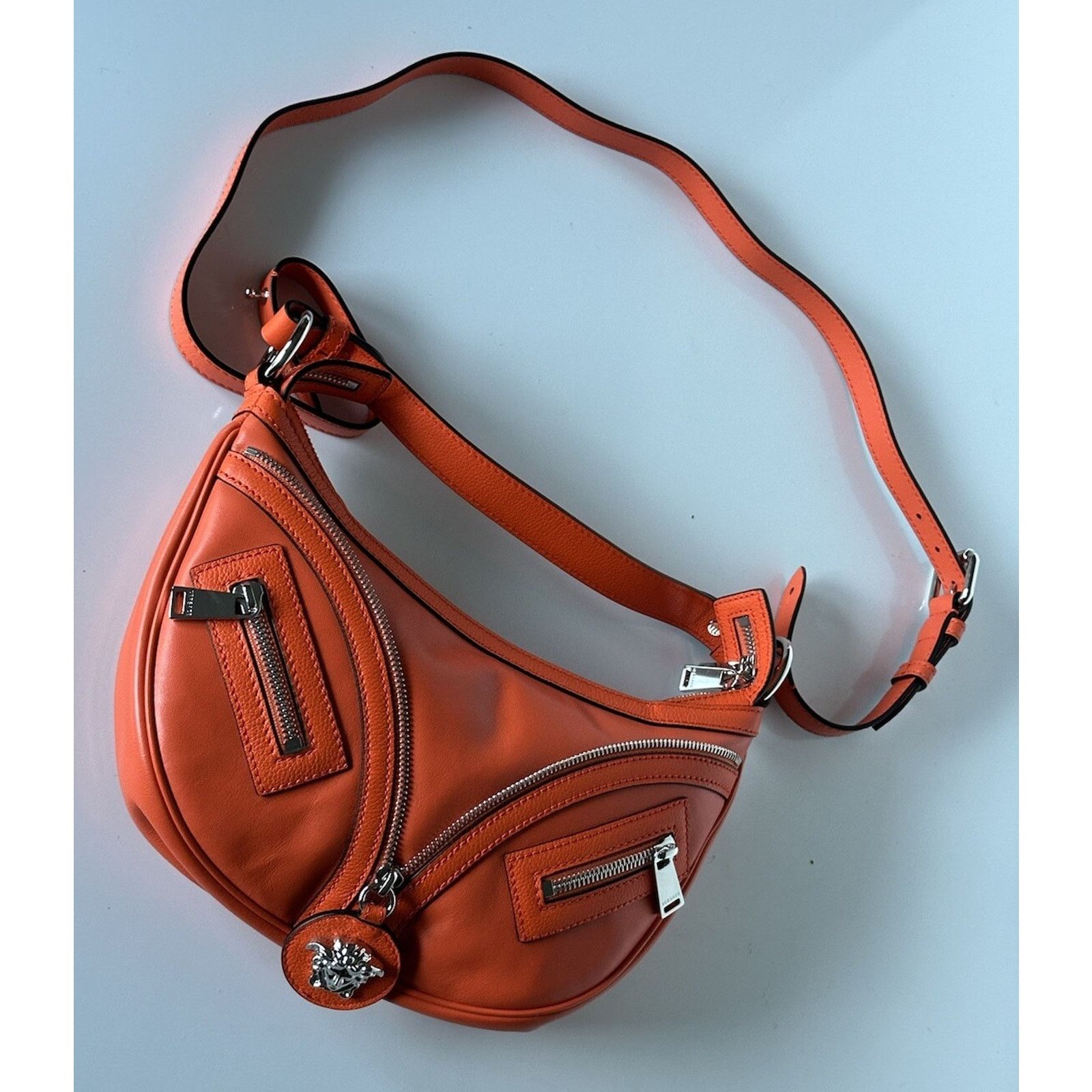 Versace Versace Medusa Leather Small Orange Hobo Bag 1007680 Size ONE SIZE - 15 Thumbnail