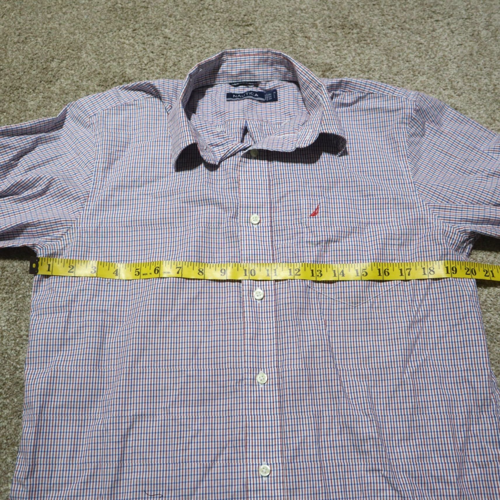 Nautica Nautica Button-Up Shirt Men M Plaid Blue Red White Casual Cotton long sleeve Button-Down Classic American Mens Medium Blue Size US M / EU 48-50 / 2 - 4 Thumbnail