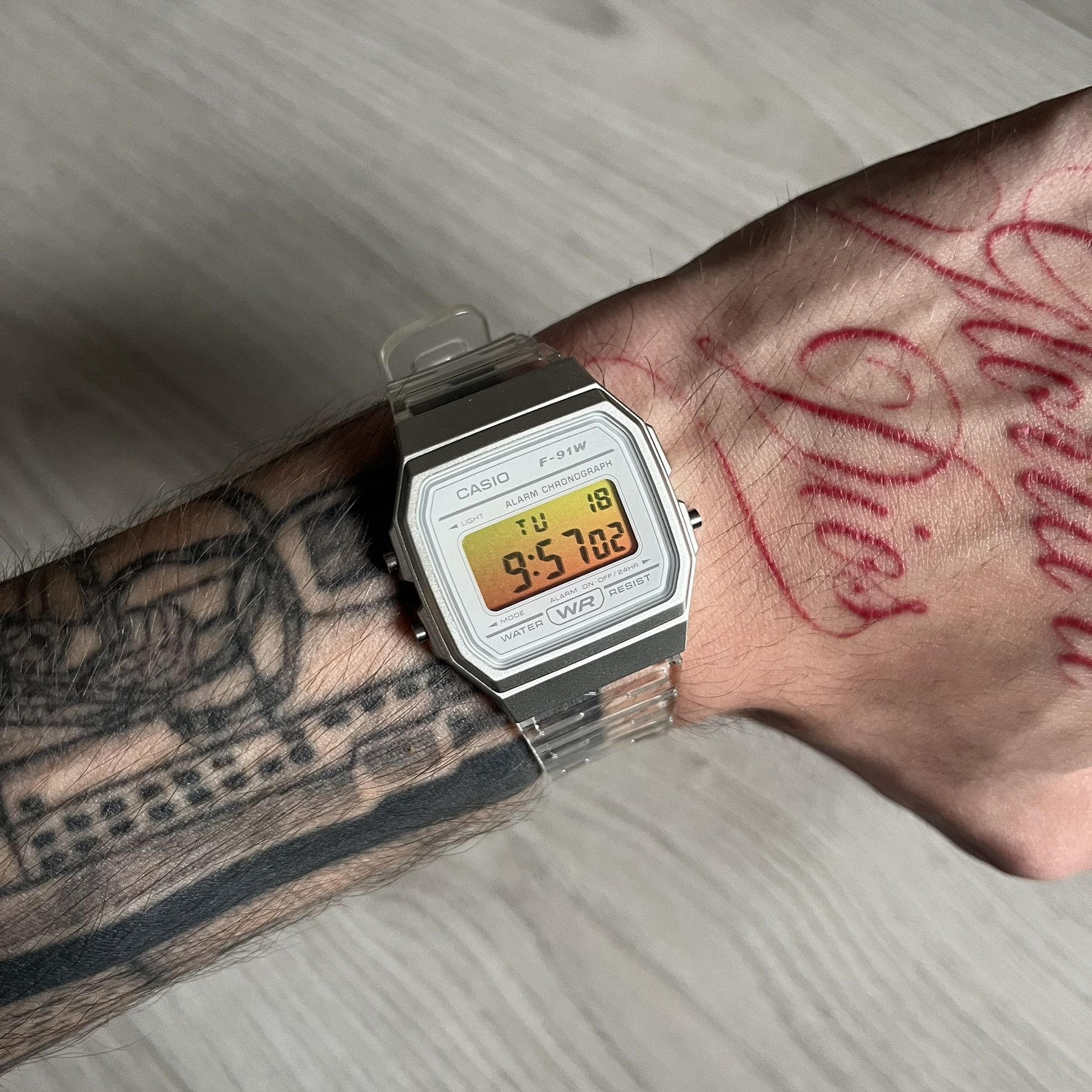 Casio Casio F-91W "Golden Hour" Yellow & Clear Digital Watch Size ONE SIZE - 1 Thumbnail
