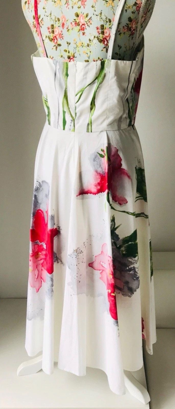 Other Designer MARIO BALTHAZAR Sz. 12 White Floral Midi Dress Size M / US 6-8 / IT 42-44 - 9 Thumbnail