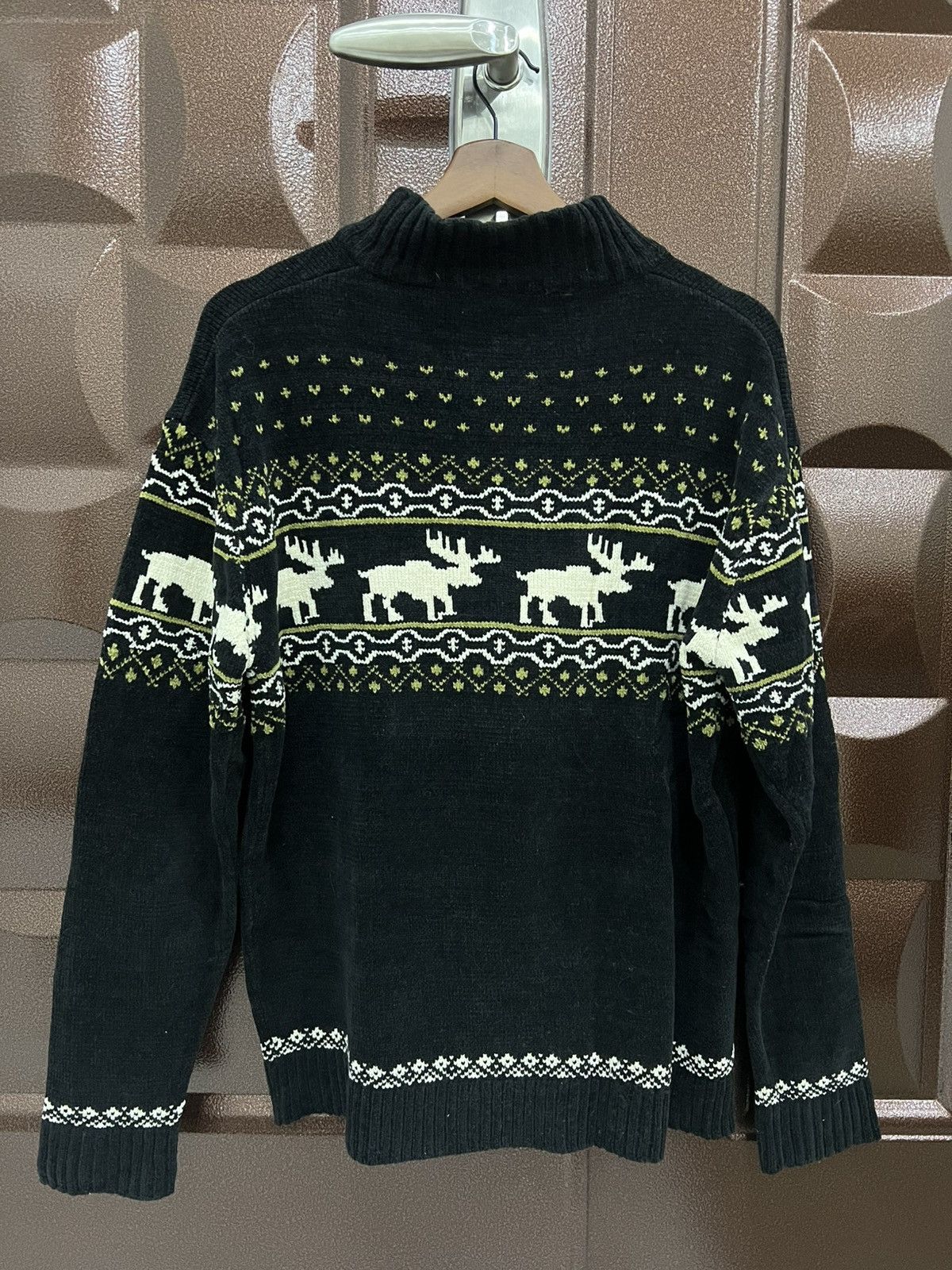 Japanese Brand GRANGESTA Aran Isles Reindeer Nordic 1/4 Zip Knit Sweater Size US L / EU 52-54 / 3 - 10 Thumbnail