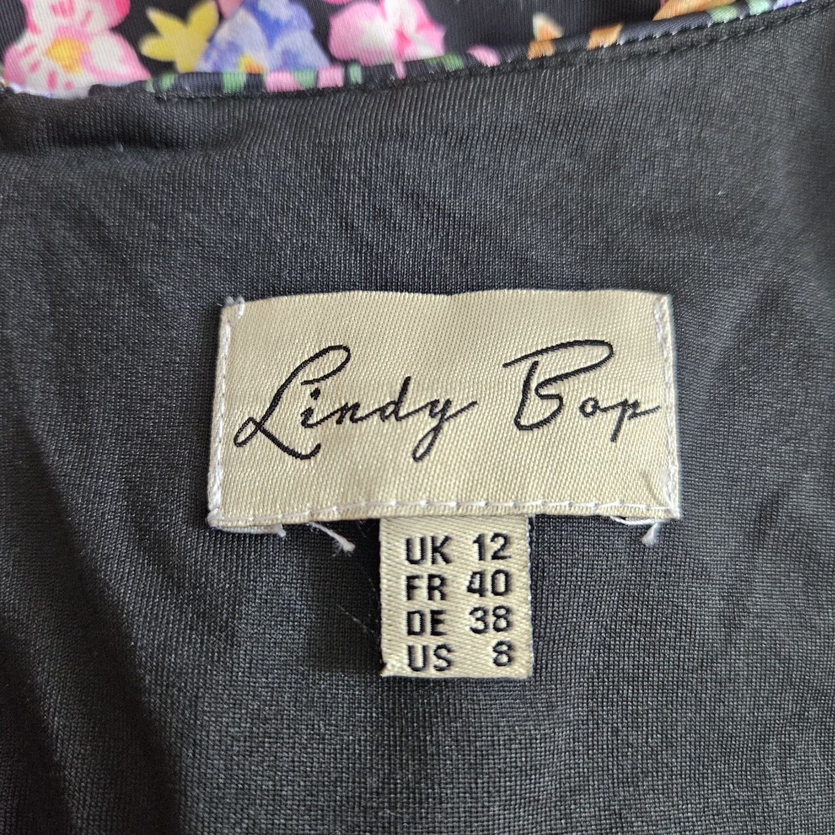 Vintage Lindy Bop Womens Dress 8 Black Pink Flamingos Aloha V-Neck Half Sleeves Dress Size M / US 6-8 / IT 42-44 - 5 Thumbnail