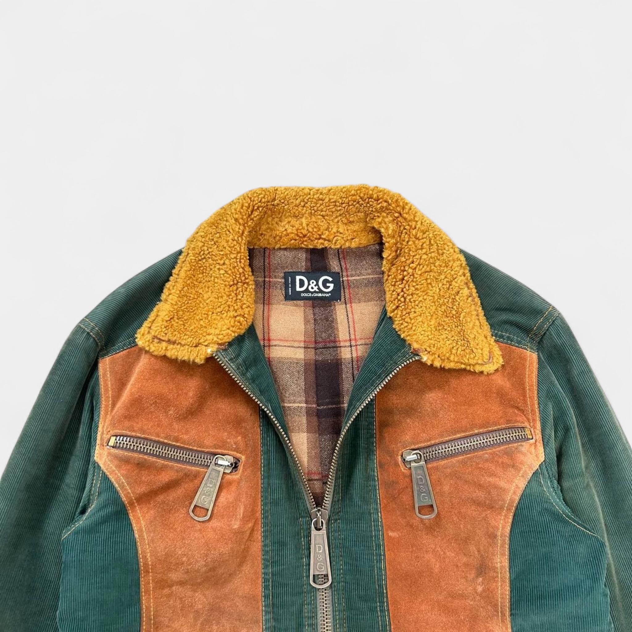 Dolce & Gabbana Dolce & Gabbana Corduroy Multi-Panel Fur Collar Jacket Size US L / EU 52-54 / 3 - 4 Thumbnail