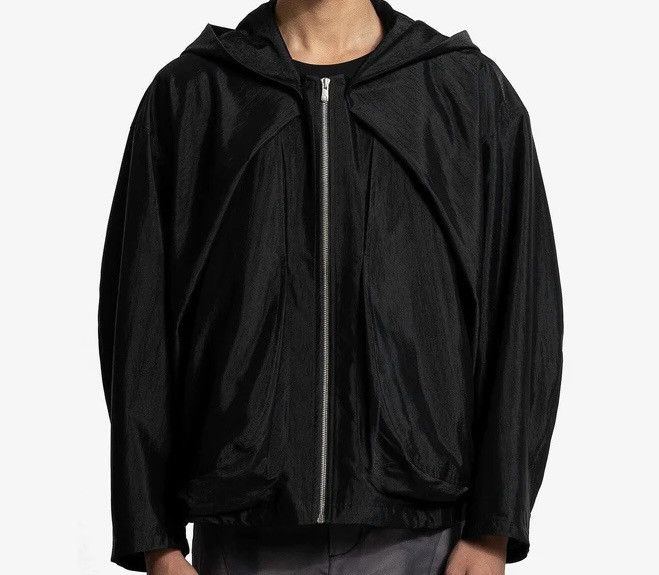 image of Jiyongkim Draped Hooded Jacket in Black, Men's (Size Large)