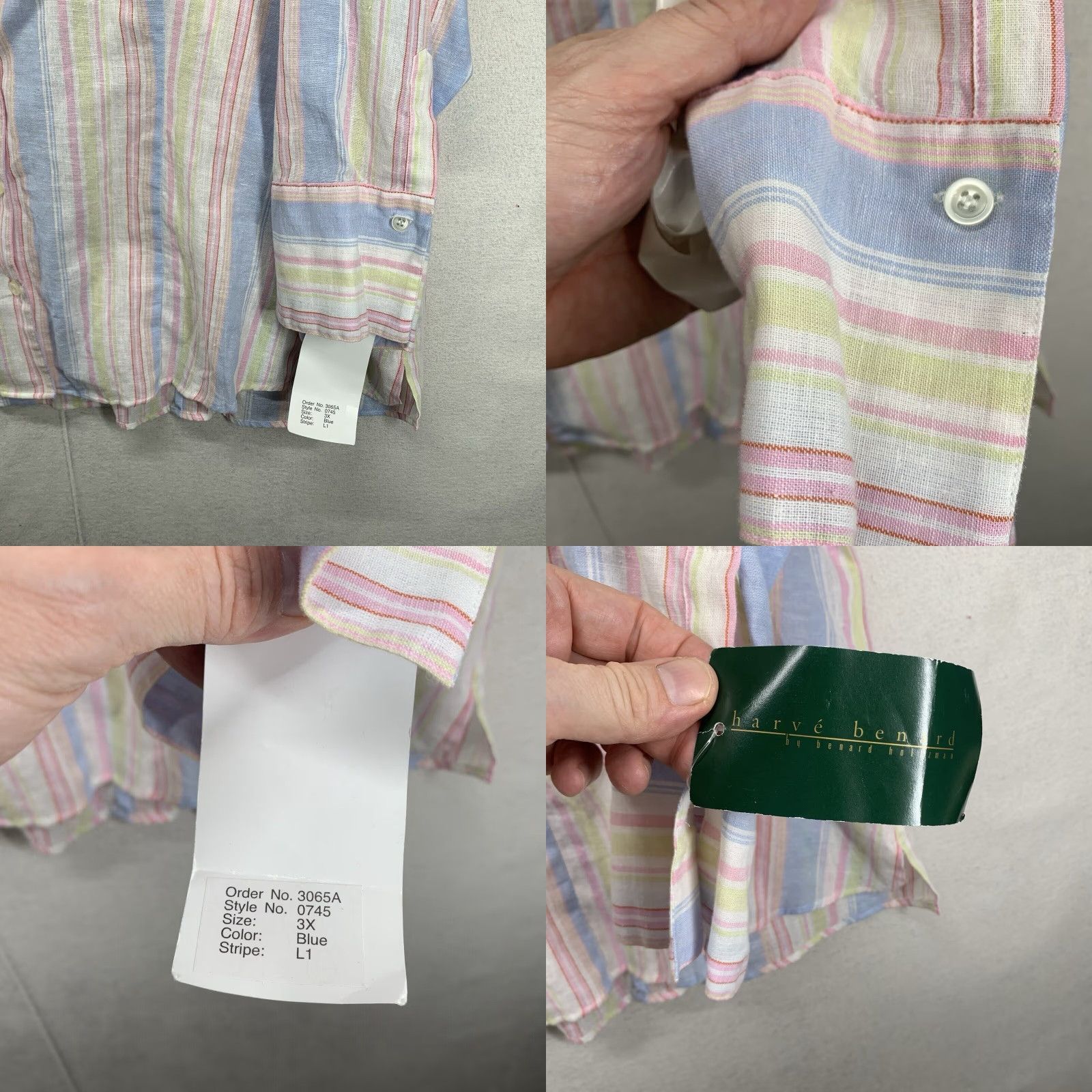 Vintage VINTAGE Harvé Benard Women's Linen Blend Button-Up Top Casual Travel Size 3X Pastel Striped Size XXL / US 16-18 / IT 52-54 - 8 Thumbnail