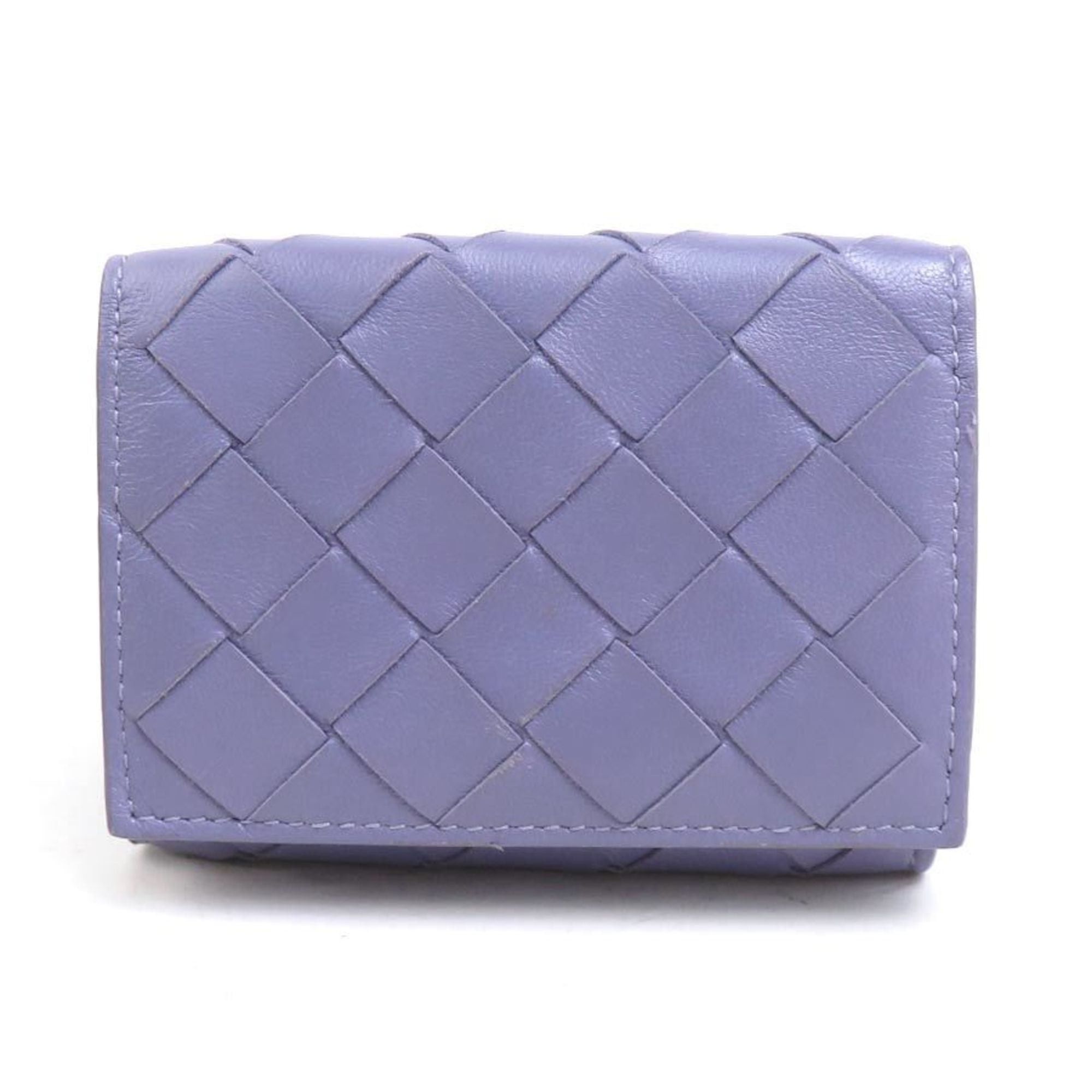 Bottega Veneta Bottega Veneta Tri-fold Wallet in Intrecciato Leather, Purple, Unisex, r10977g Size ONE SIZE - 1 Thumbnail
