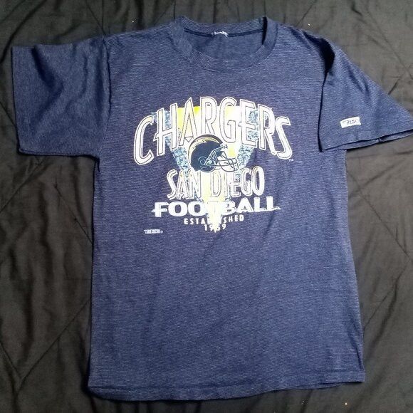 NFL × Trench USA × Vintage Vintage 90s Trench San Diego Chargers Striped T-Shirt Size US L / EU 52-54 / 3 - 2 Thumbnail