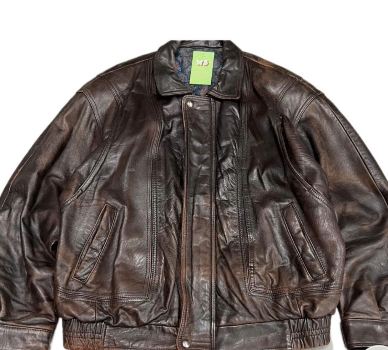 image of Vintage Leather Jacket in Brown, Women's (Size XL)