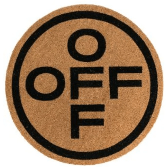 image of Off White Off-White Logo Print Doormat Round Brown Beige Black, Men's