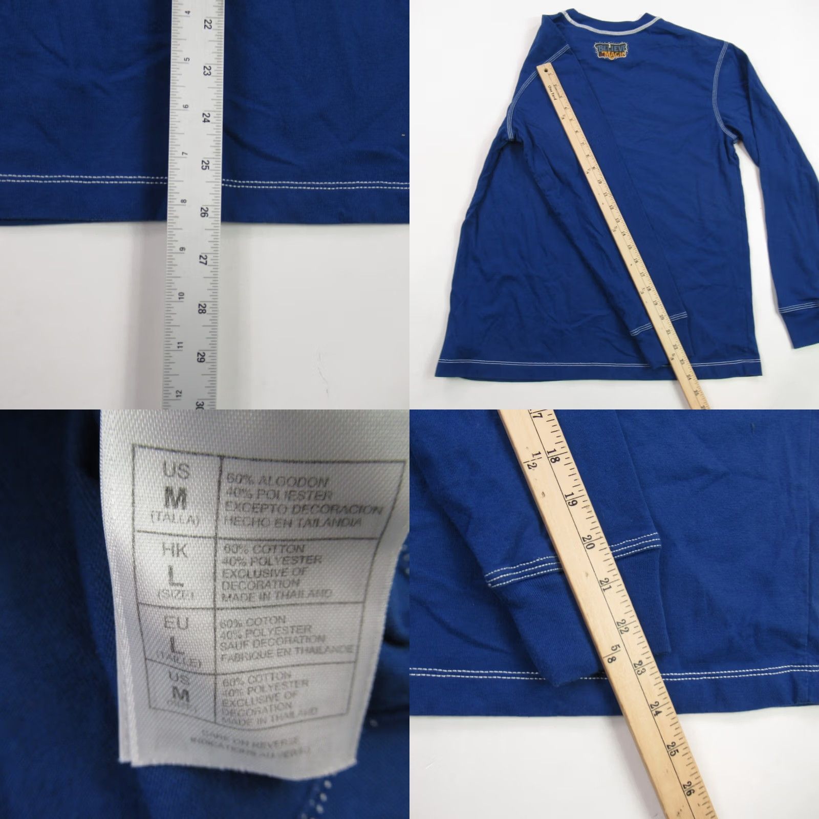 Disney Disney Mens Shirt Long Sleeve Crew Neck Lightweight Blue Cotton Blend Logo Casual (M) Size US M / EU 48-50 / 2 - 8 Thumbnail
