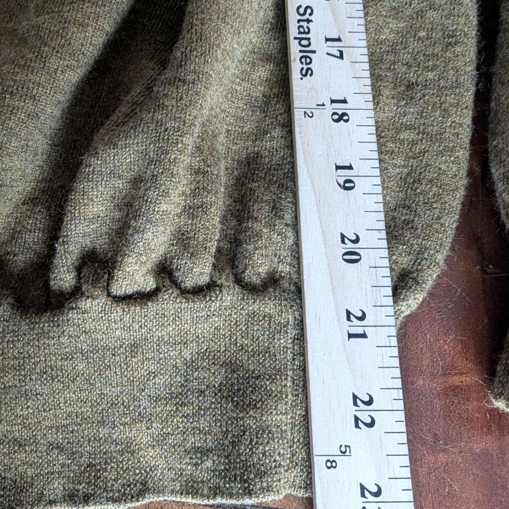 Olive Olive Brown 100% Merino Wool Long Sleeve Mock Neck Sweater Italy Womens XL Green Solid Knitted Pullover Size XL / US 12-14 / IT 48-50 - 6 Thumbnail