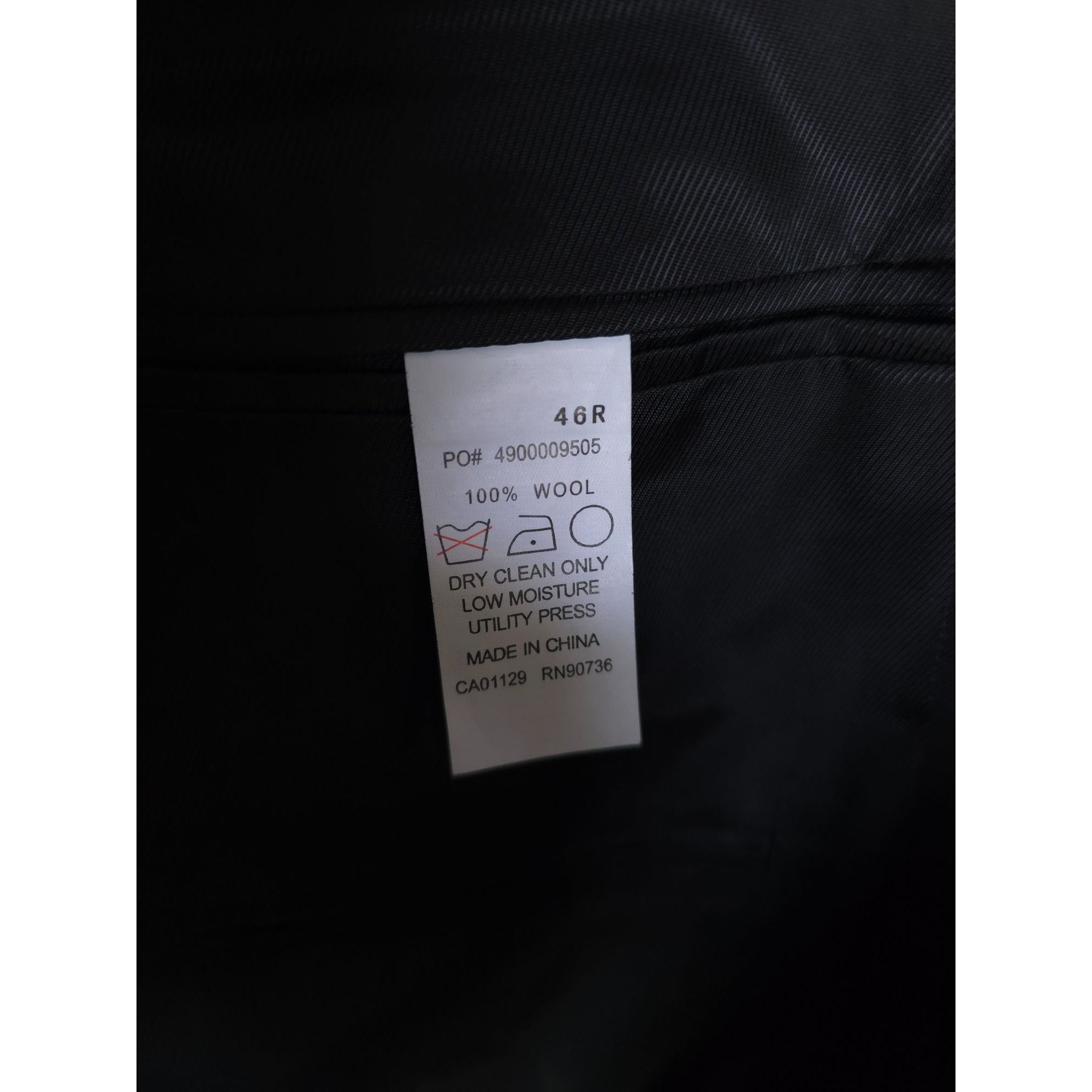 Calvin Klein Calvin Klein Mens Black Wool Blazer 46R Two-Button Suit Jack Size 46R - 6 Thumbnail