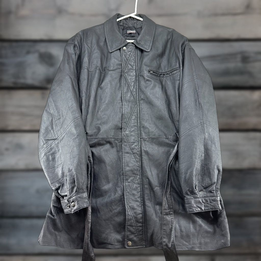 Vintage VINTAGE Wilsons Leather Coat Mens XLT Black Full Zip Lined Thinsulate Overcoat Size US XL / EU 56 / 4 - 1 Thumbnail
