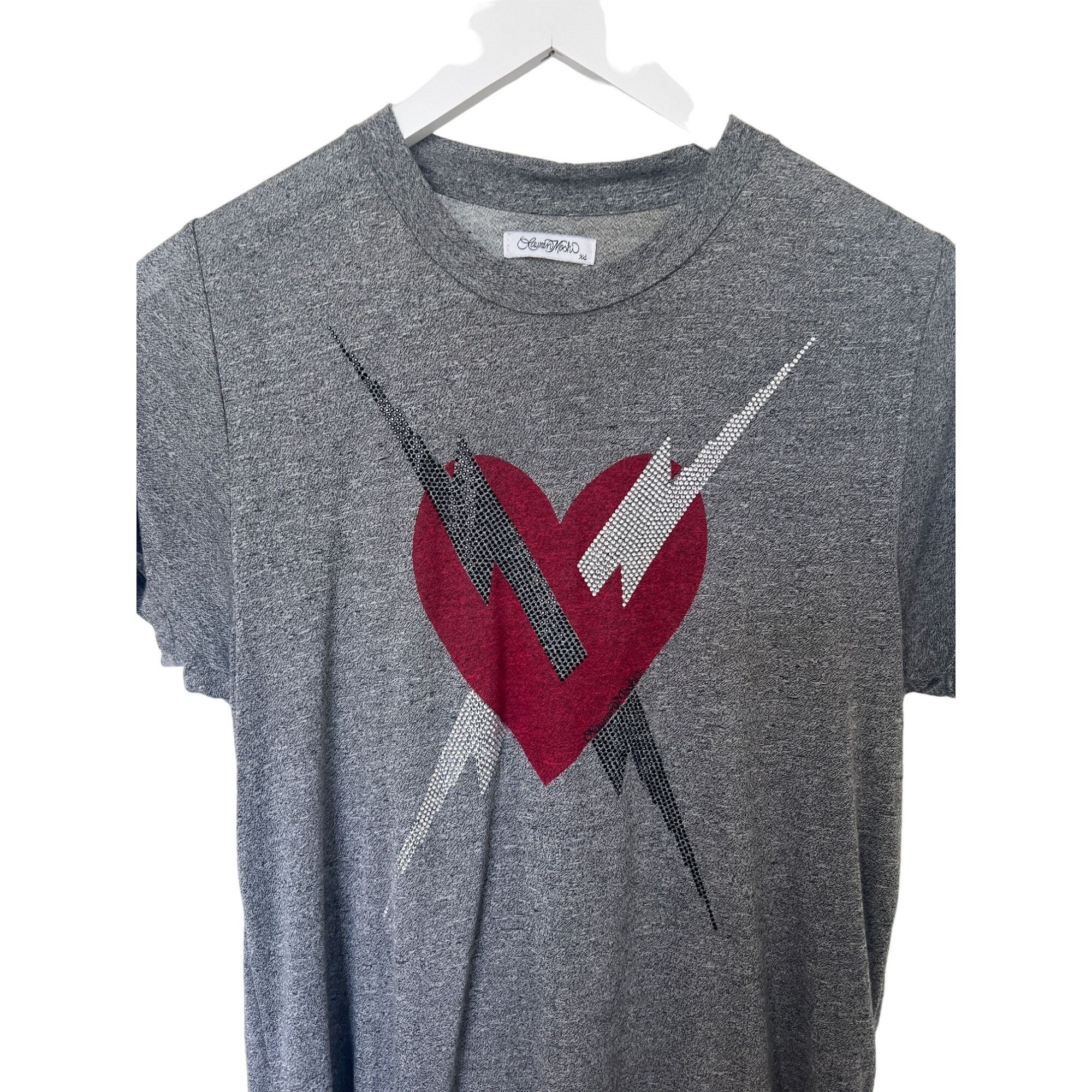 REVOLVE Lauren Moshi Capri Heather Grey Heart Tee Size XS / US 0-2 / IT 36-38 - 7 Thumbnail