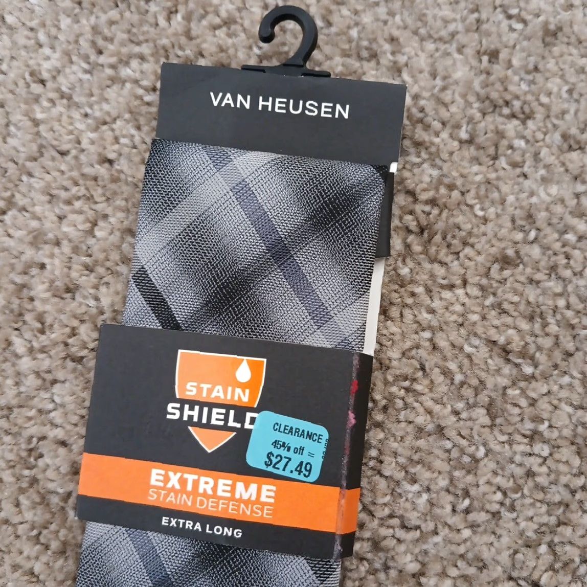 Van Heusen Van Heusen Tie Gray Polyester Necktie Plaids & Checks Extra Long Necktie Men Long New Gray Size ONE SIZE - 2 Thumbnail