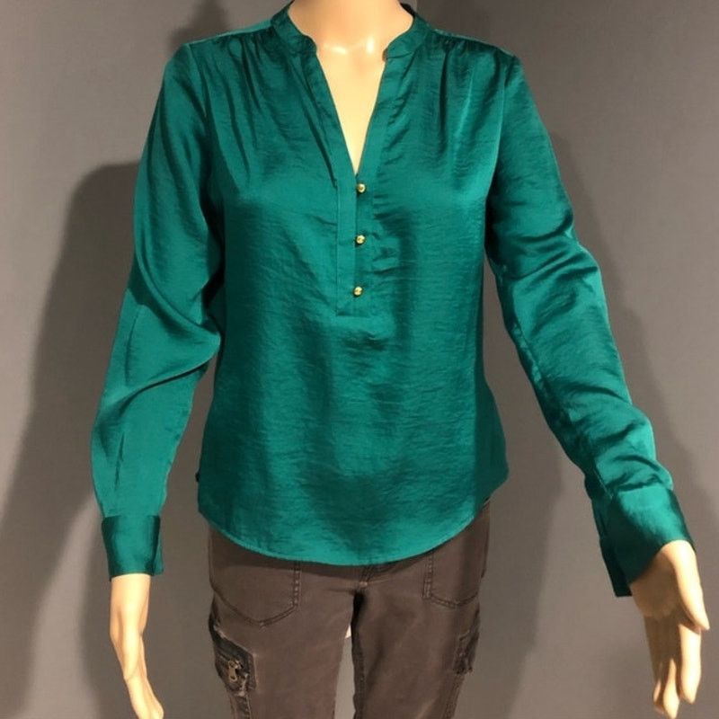 Oakton Limited The Limited Emerald Green Buttoned Down Blouse S Petite Size S / US 4 / IT 40 - 2 Thumbnail