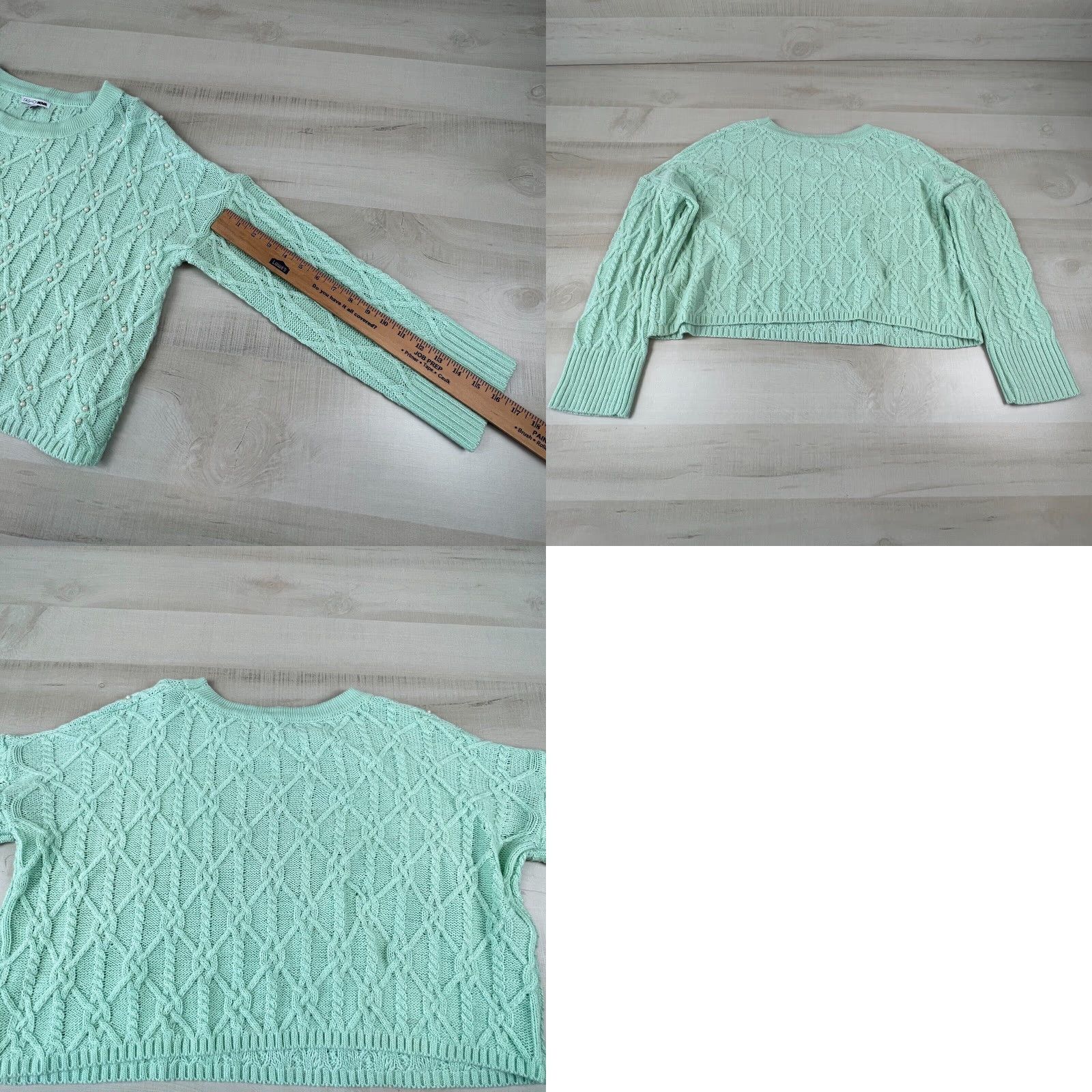 Fashion Nova Fashion Nova Womens Green Cable Knit Sweater Medium Pearl Accent Size M / US 6-8 / IT 42-44 - 8 Thumbnail