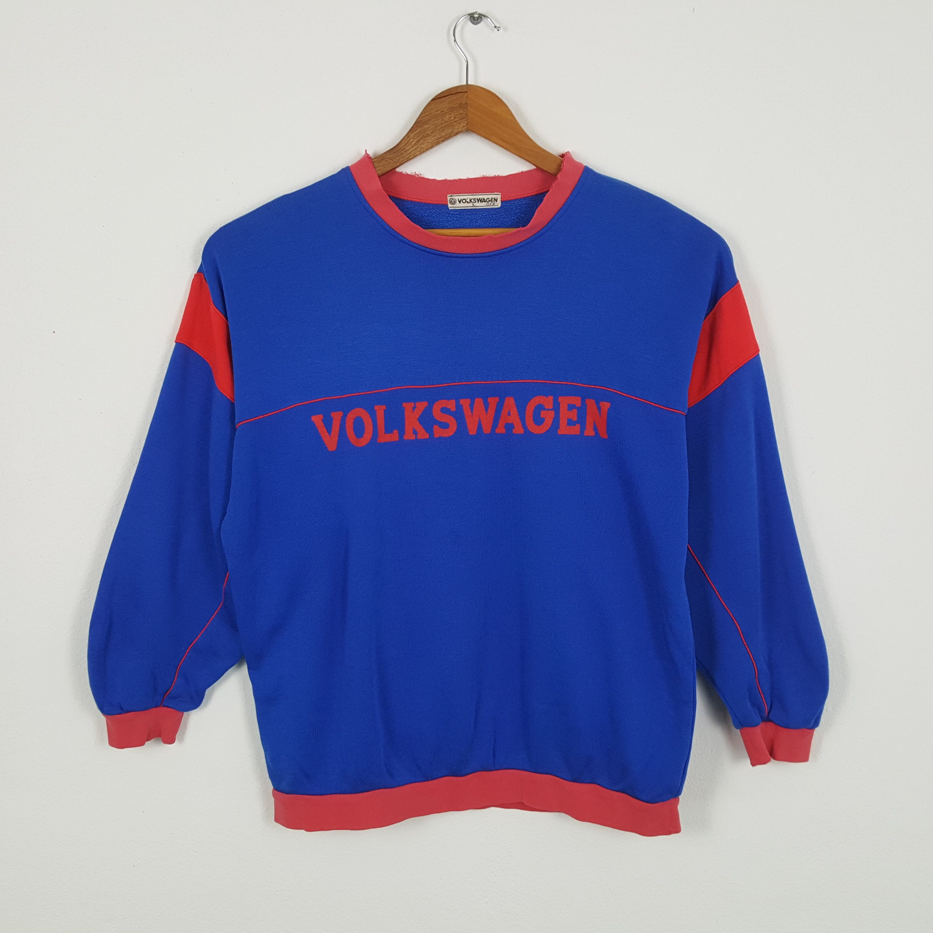 image of Racing x Vintage Volkswagen German Automobile Distressed Sweatshirt in Blue, Men's (Size Large)