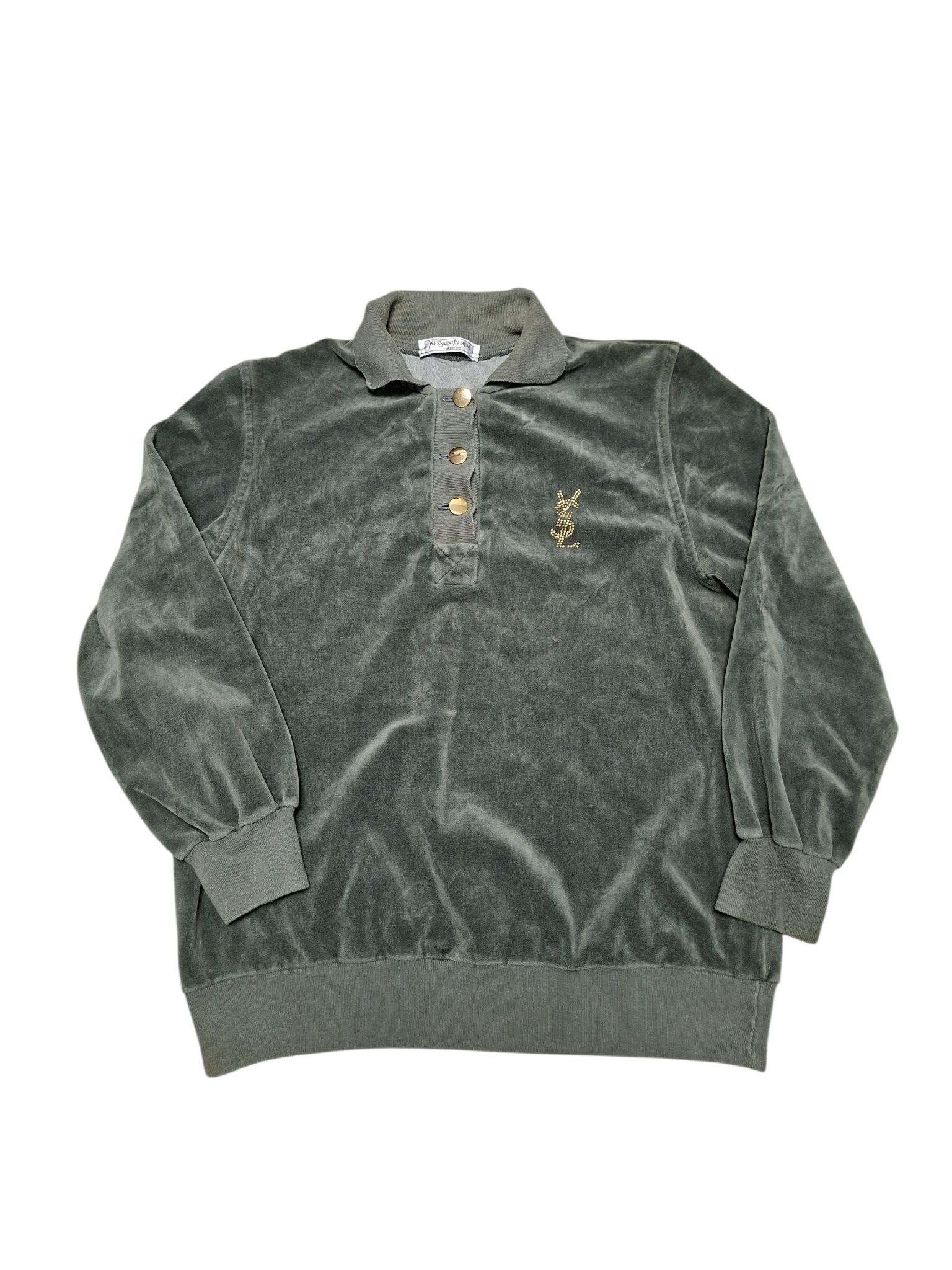 Yves Saint Laurent YSL YVES SAINT LAURENT VINTAGE LADY`S VELOUR 1/3 SWEATSHIRT Size M / US 6-8 / IT 42-44 - 1 Thumbnail