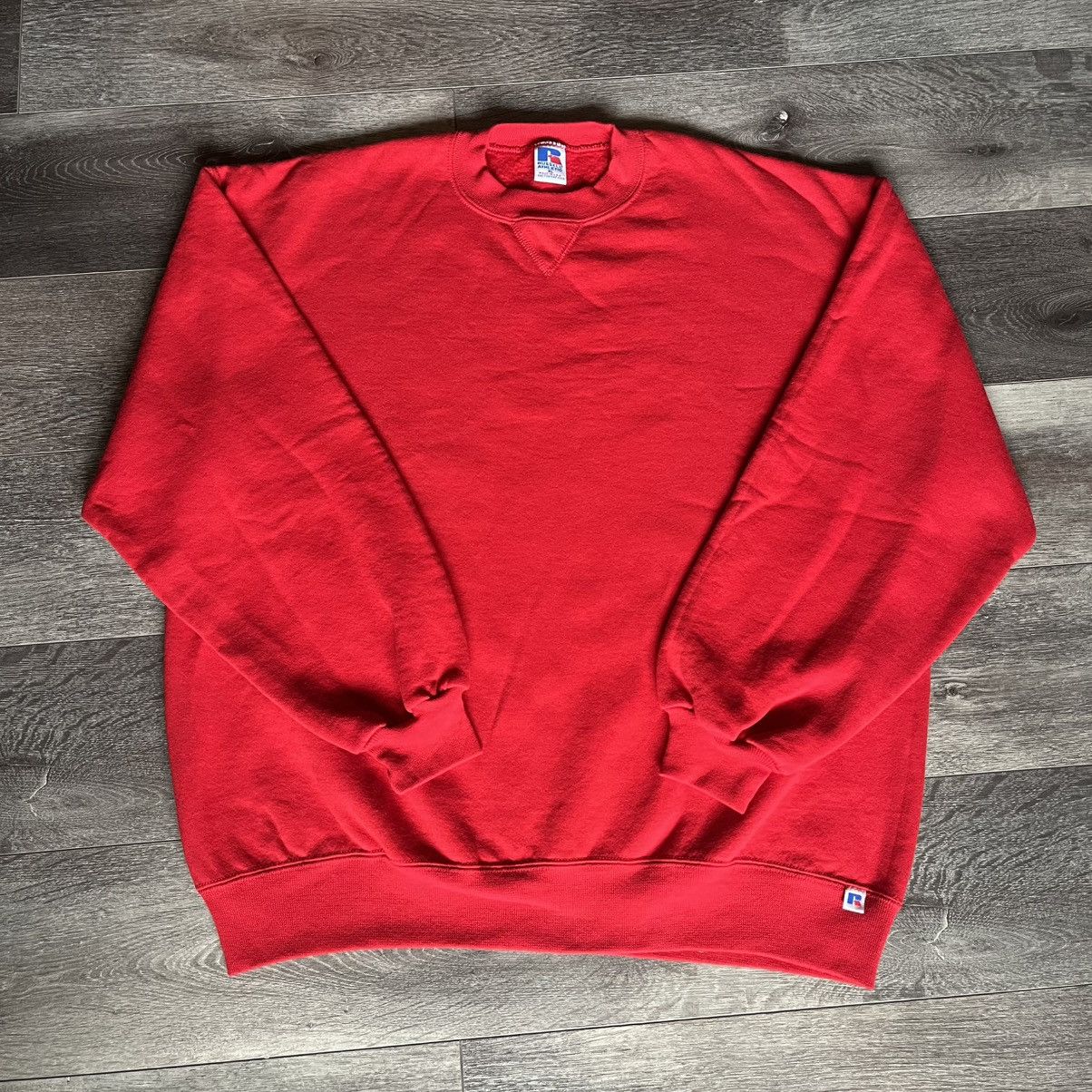 Russell Athletic Vintage 1990s Russell Athletic Red Blank Crewneck Sweatshirt Size US XL / EU 56 / 4 - 1 Thumbnail
