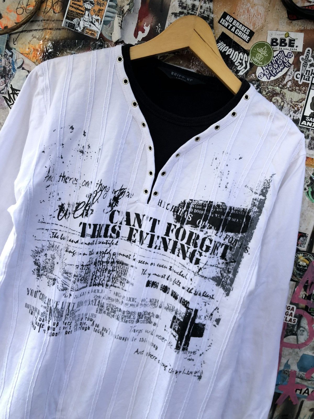 Japanese Brand JAPANESE SHIFT UP POEM DOUBLE LAYER LONGSLEEVE Size US L / EU 52-54 / 3 - 2 Thumbnail