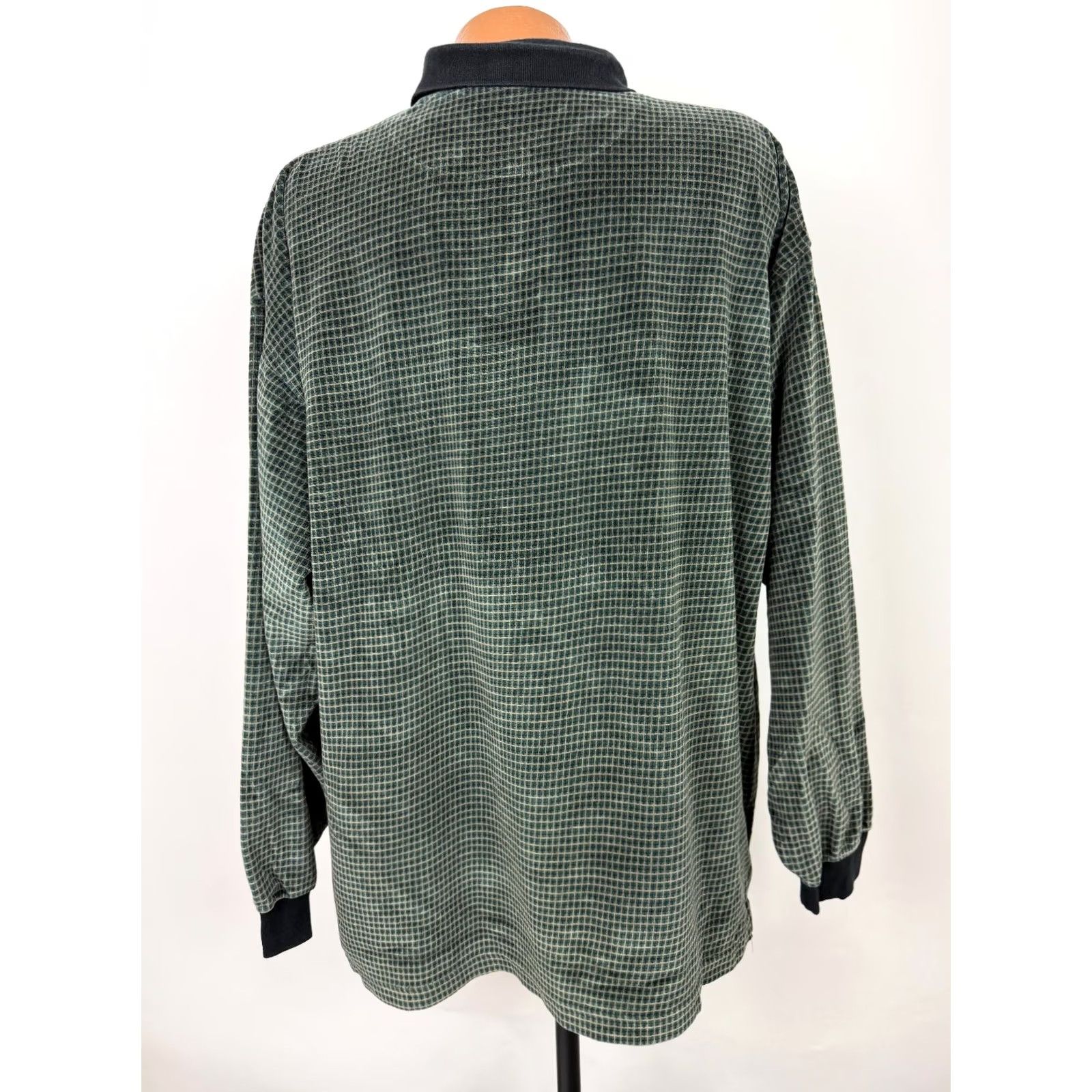 Velour VINTAGE Imprints Polo Shirt Men 2XL Green Velour Check Long Sleeve Casual Retro 90s Sports Size US XXL / EU 58 / 5 - 7 Thumbnail