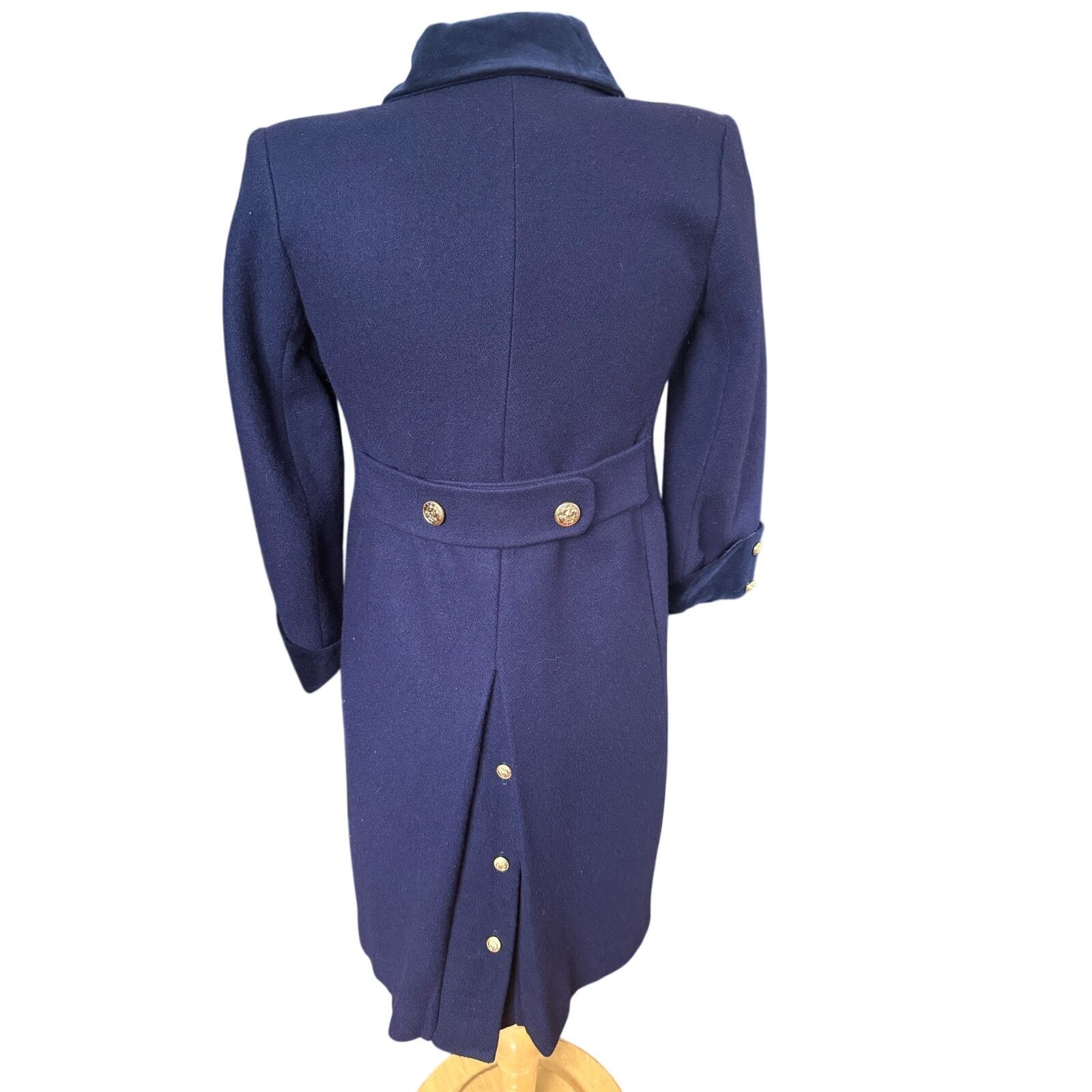 Vintage Vintage 60s Wool Navy Blue Gold Swing Pea Coat X Small Size XS / US 0-2 / IT 36-38 - 4 Thumbnail