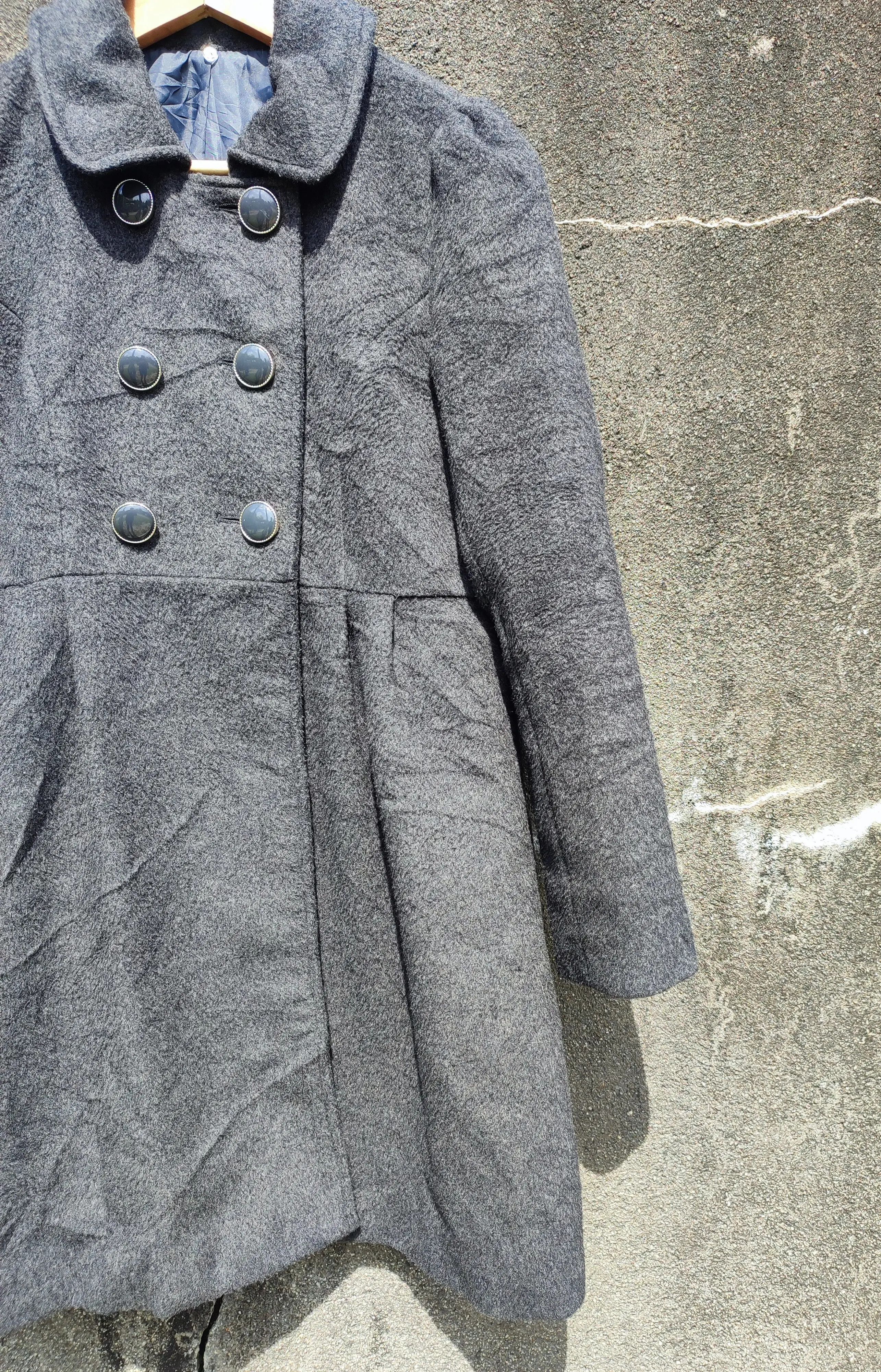 Japanese Brand Avail Avantgarde Black Double-Breasted Wool Blend Coat Size L / US 10 / IT 46 - 2 Thumbnail