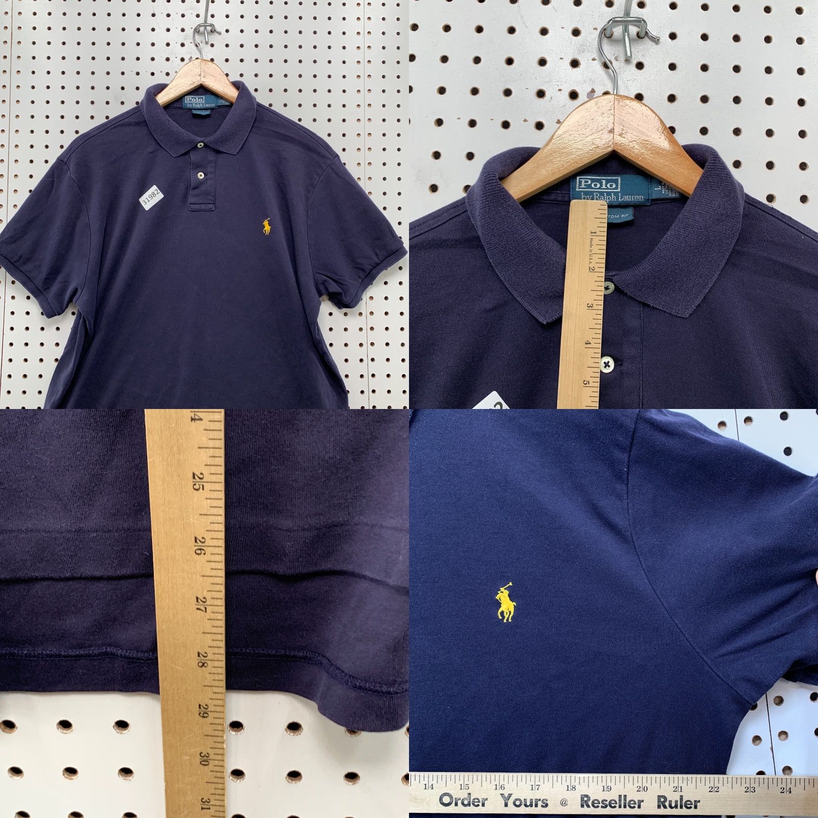 Polo Ralph Lauren VINTAGE Polo Ralph Lauren Polo Shirt Mens Large Blue Yellow Pony Custom Fit 22x28 Size US L / EU 52-54 / 3 - 8 Thumbnail