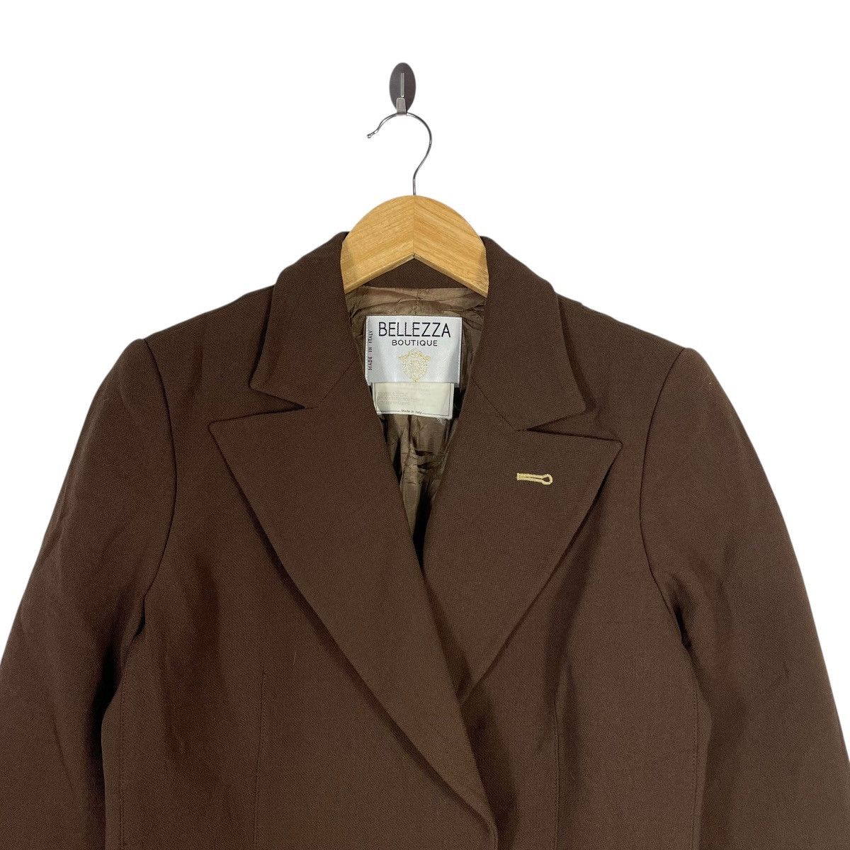 Vintage BELLEZZA Boutique Italian Tailored Blazer Jacket Brown Size S / US 4 / IT 40 - 2 Thumbnail