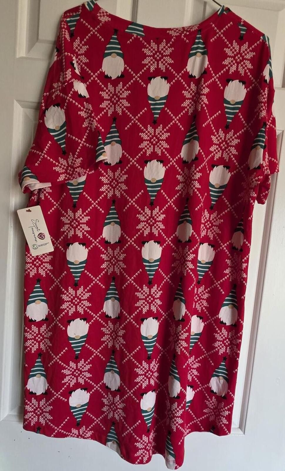 Other Secret Treasures Red Holiday Print Nightshirt Size S/M New Size ONE SIZE - 3 Thumbnail