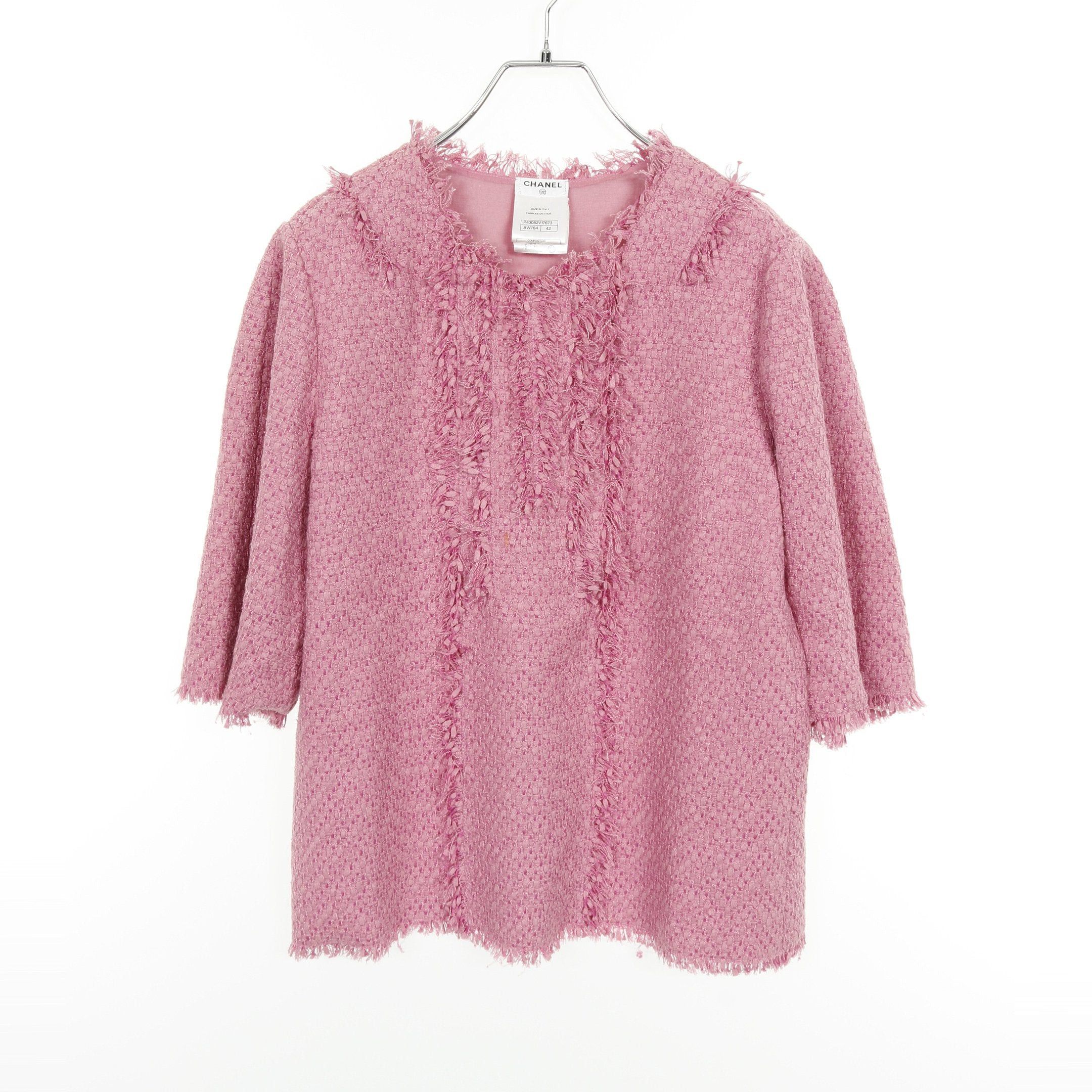 Chanel Chanel Tweed Blouse Cotton Nylon Pink Size ONE SIZE - 1 Thumbnail