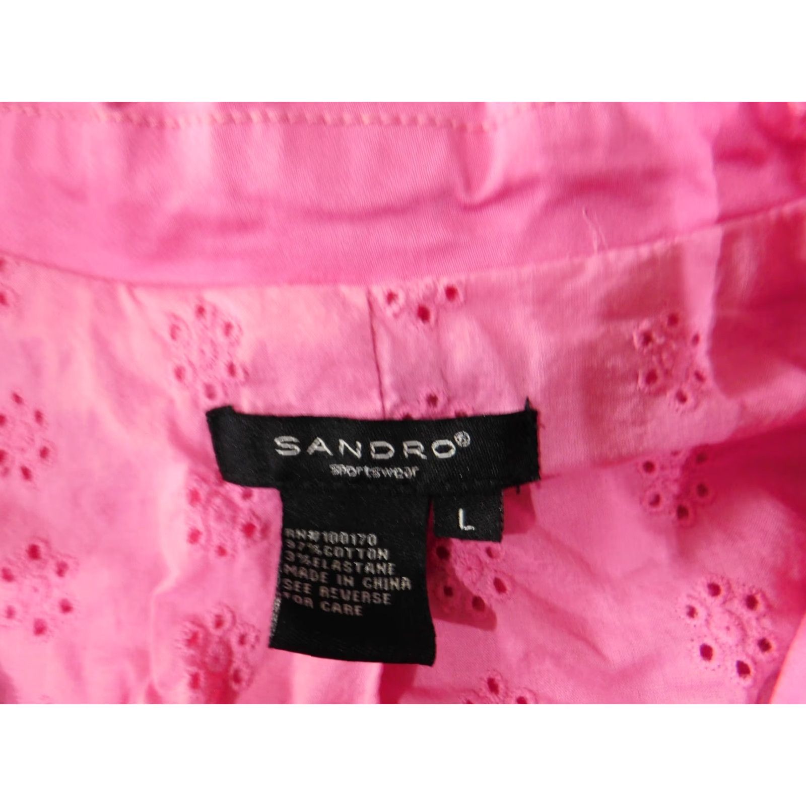 Sandro Sandro Jacket Womens L Pink Button Casual Stretch Cotton Long Sleeve Mid-Length Size L / US 10 / IT 46 - 6 Thumbnail
