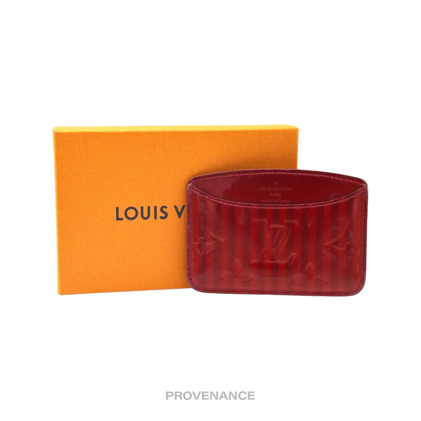 image of Louis Vuitton Card Wallet - Red Vernis Rayures, Women's